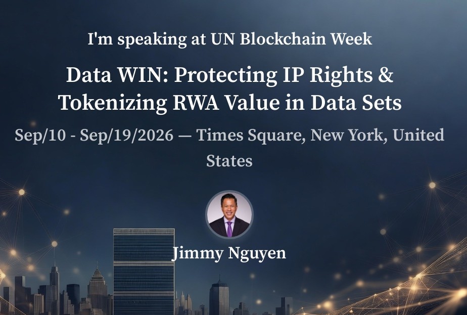 iamJimmyWIN's tweet photo. Large data sets of all types - academic & scientific research, government & public info, business, personal data - can be valuable assets. 

At #UNBlockchainWeek, I'll give a keynote speech on how to protect #IP rights & tokenize datasets as #RWAs. #Blockchain #tokenization #Web3 #AI for global benefit🟦🌐💙

Join us September in NYC with @BlockchainWeeks
Info here: https://t.co/eQlSZ0QV7V