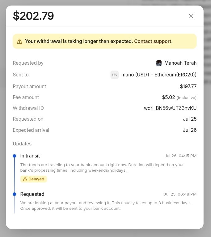 heistdotxyz's tweet photo. After almost 4 days of waiting....now the payout destination has changed from USDT TRC20 I selected, it's showing USDT ERC20. @whop @whop_support what's this type of error bro? https://t.co/G9escUYm6F