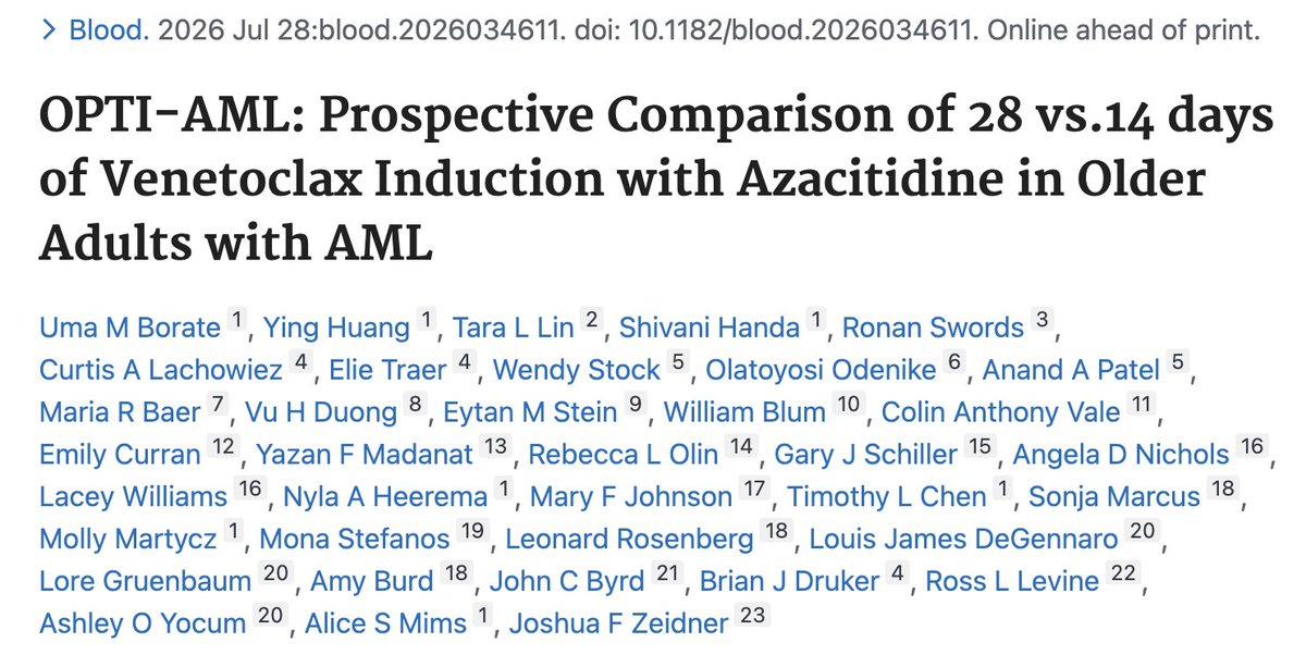 UChicagoLeuk's tweet photo. congrats to @Anand_88_Patel @myeloidmalig @DrWendyStock who are co-authors on a @BloodPortfolio publication looking at duration of venetoclax as part of a BEAT AML substudy!

https://t.co/HshrNGjcNS https://t.co/52rru8MM8s