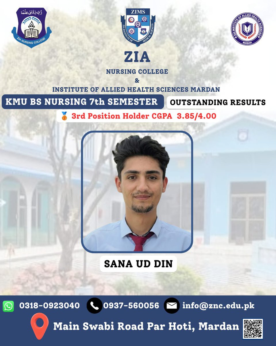zimsedu's tweet photo. 🏆 Academic Excellence at Zia Nursing College, Mardan! 🌟
Huge congratulations to our KMU BS Nursing 7th Semester toppers!
Shining bright! 👏
📞 0318-0923040 | 📍 Main Swabi Road, Par Hoti, Mardan
#Nursing #KMU #BSN #Mardan #ZNC #AcademicExcellence https://t.co/G2f2KAWcMJ