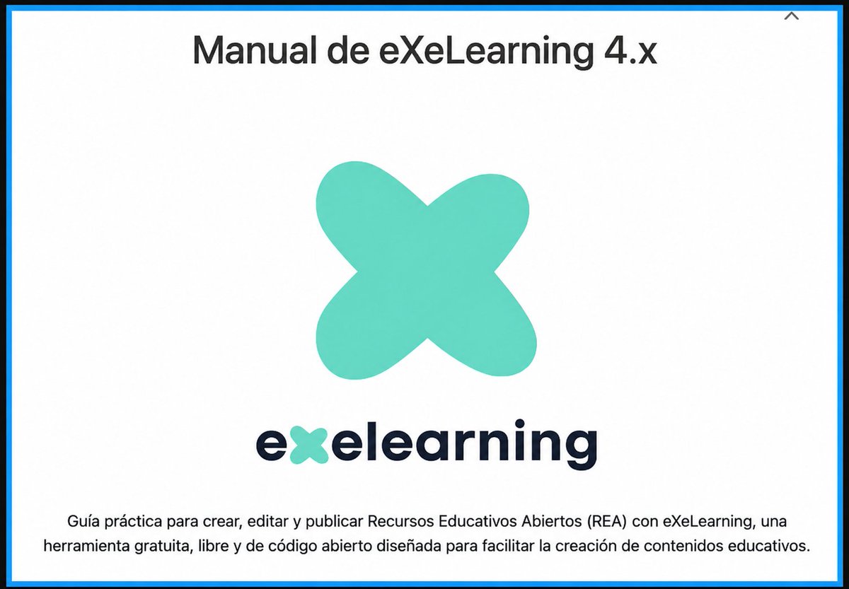 exelearning_sp's tweet photo. ¿Empiezas con eXeLearning o quieres sacarle más partido? Consulta el manual oficial y aprende paso a paso: 👉 https://t.co/xN0ipjQi9m https://t.co/EPubHG3FAh