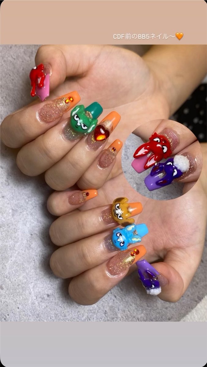 rin_rin_0518's tweet photo. CDFネイル💅🧡🩵❤️💚💜
#コムドット #BB5 https://t.co/5U631oIsAF