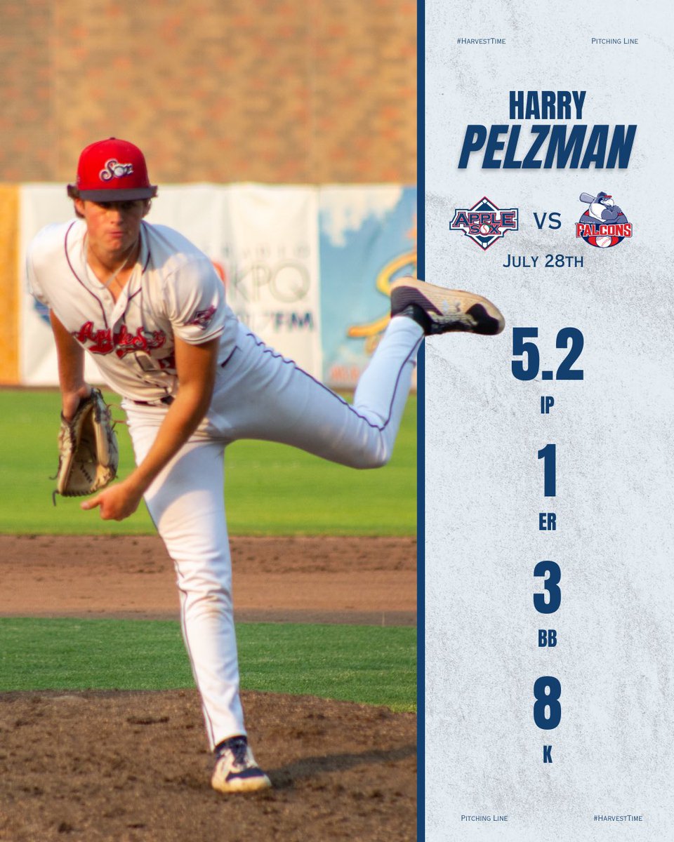 AppleSox's tweet photo. HAVE A NIGHT, HARRY! HAVE. A. NIGHT! 👏

A great night for Pelzman up in Kelowna, pitching 5.2 innings with 8 strikeouts!!

#HarvestTime 

@HarryPelzman | @SanJoseStateBSB https://t.co/Ee8l4zl535