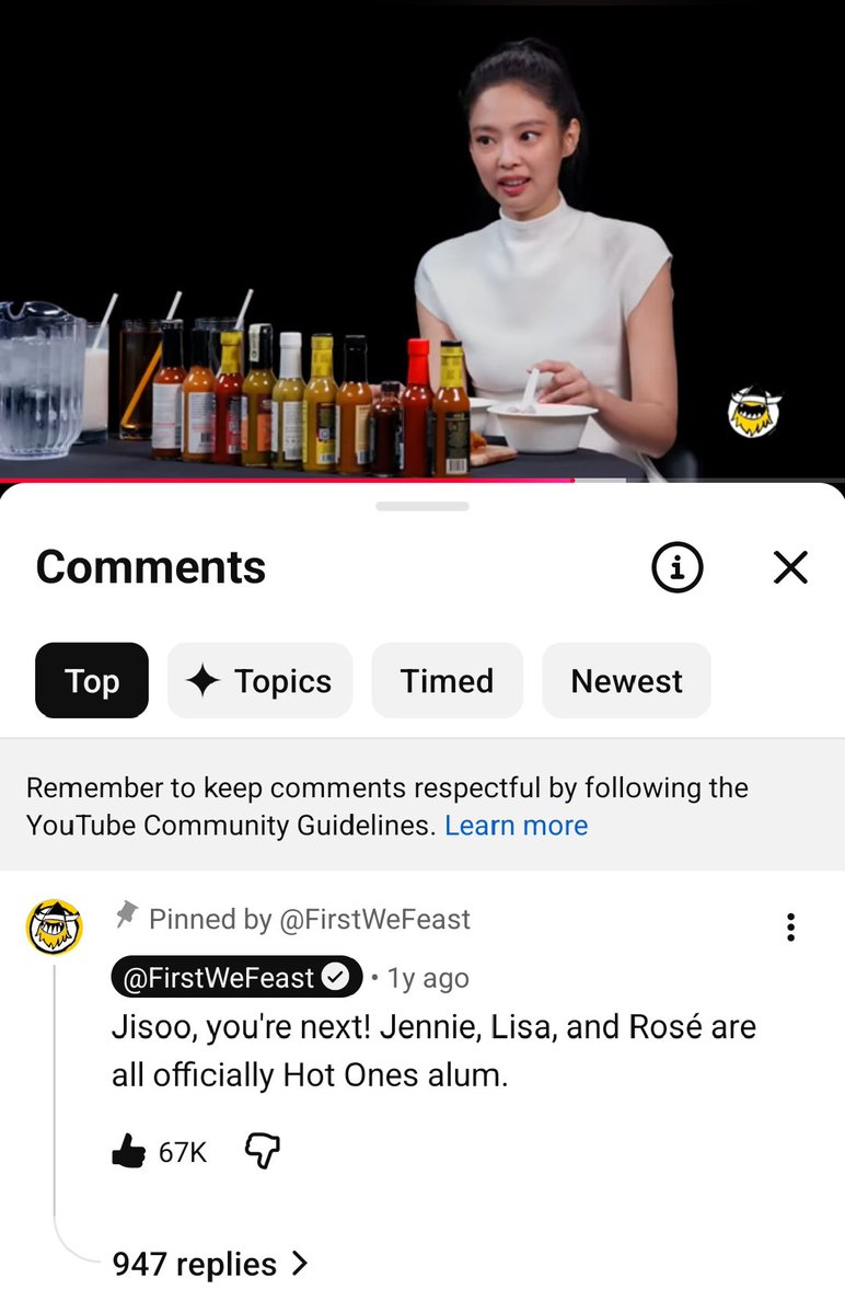 blinkbro_4_ever's tweet photo. Hot Ones has literally wanted to invite Jisoo for over a year now, way before even their favs were invited https://t.co/l5Ia46aREK