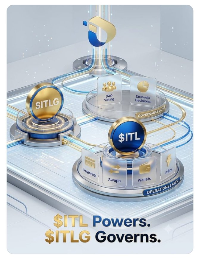 Jibusman's tweet photo. $ITL powers the InterLink ecosystem through payments, swaps, wallets, and utility, while $ITLG empowers the community to govern its future through decentralized voting and strategic decision-making. #INTERLIN #ITLG #ITL #ITLX https://t.co/fgUogRaRV1