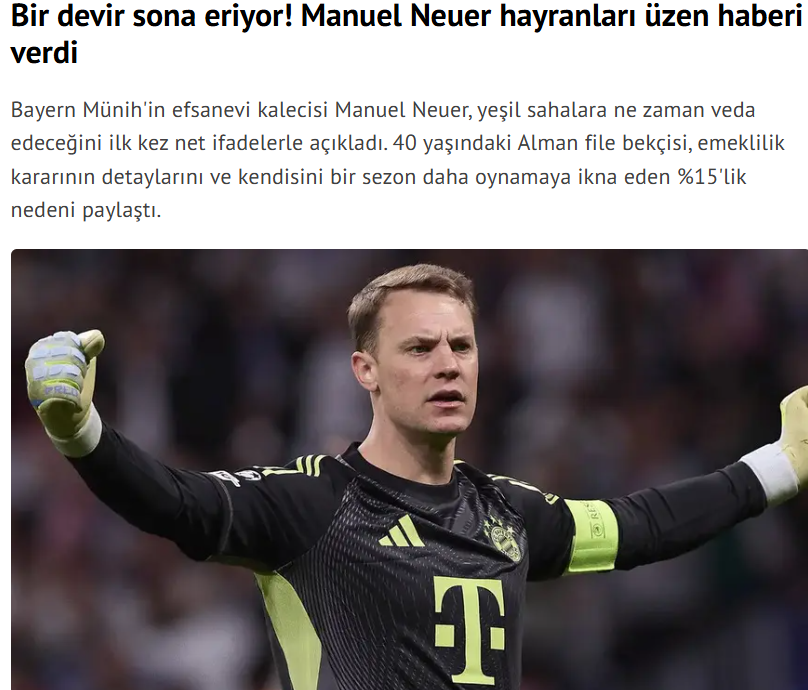 nytdavidbrooks's tweet photo. Bir devir sona eriyor! Manuel Neuer hayranları üzen haberi verdi
Bayern Münih'in efsanevi kalecisi Manuel Neuer, yeşil sahalara ne zaman veda edeceğini ilk kez net ifadelerle açıkladı. 40 yaşındaki Alman file bekçisi, https://t.co/mbrjwCyJXN