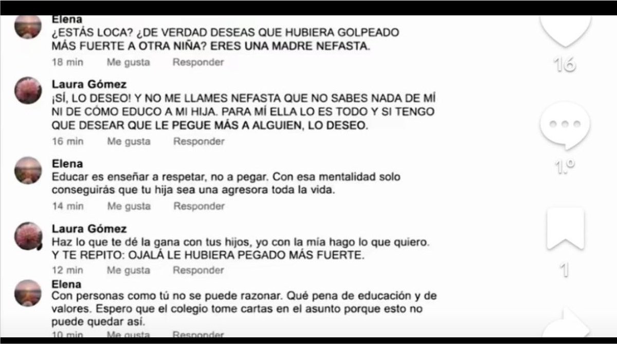 jesusdelacruzol's tweet photo. No he querido compartir ni el vídeo ni la cara de las menores. Pero esto sí hay que verlo.

Esta es la reacción en redes de una de las madres de las agresoras (en Moguer). Lejos de condenar los hechos, los justifica y llega a decir: «Ojalá le hubiera pegado más fuerte».

Así es imposible educar contra el acoso. 👇 [Adjuntar capturas]