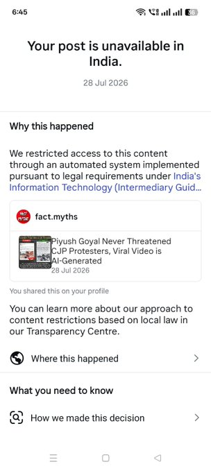 vishalPosts's tweet photo. I have documented hundreds of Instagram accounts that exist solely to spread fake and misleading content through videos and graphics, many of which receive millions of views. See the thread below for just a few examples.

Yet instead of taking action against these accounts, Instagram has restricted three of my fact-check videos in India.