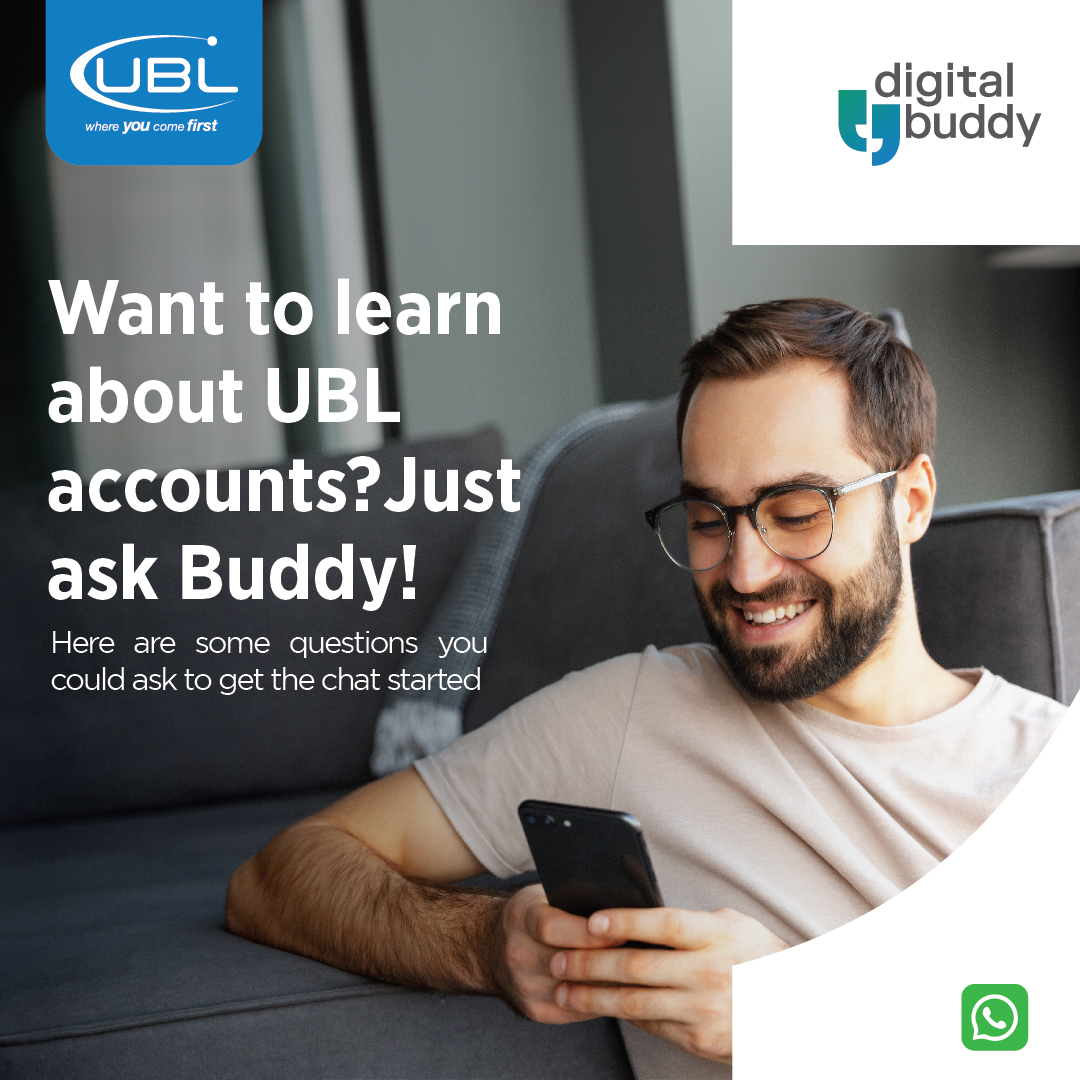 UBLDigital's tweet photo. Got UBL account questions? π¬
Chat with UBL Digital Buddy on WhatsApp for instant answers.
Chat now: https://t.co/4KKsxCxKLe
More info: https://t.co/B66PDC6spr
#UBL #DigitalBuddy #WhatsAppBanking #UBLAccounts #UBLPakistan
Complaints: https://t.co/iBtUyQqNQR https://t.co/MuB2wxxEjb