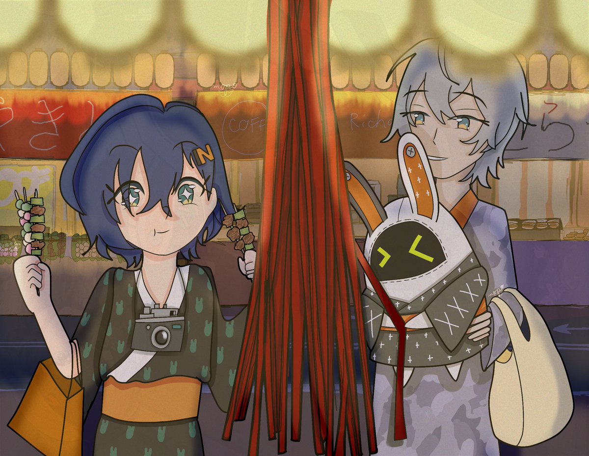 etherarrowsol's tweet photo. Here’s a #zzzSummerArtTrade piece for @PBysheep ! I learned a lot from making backgrounds to learning of  summer festivals! Thank you to @Yidhari_Timely for hosting and to everyone who  chatted in discord! 

Happy 3.1 release to all and happy playing ! (and pulling  hehehe  😈) https://t.co/N3KIvzLCPY