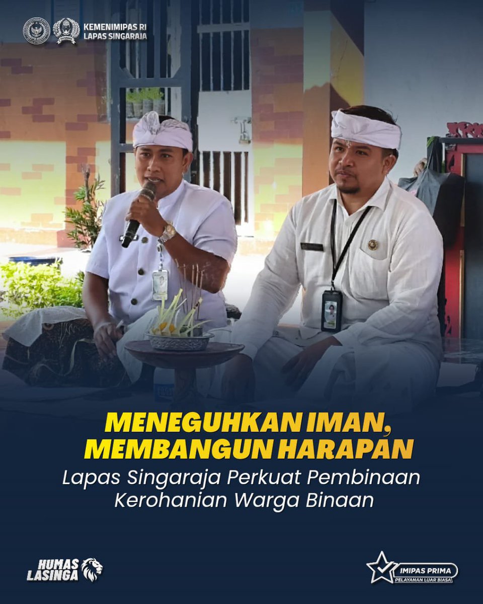 lpsingaraja's tweet photo. MENEGUHKAN IMAN, MEMBANGUN HARAPAN: LAPAS KELAS IIB SINGARAJA PERKUAT PEMBINAAN KEROHANIAN WARGA BINAAN
IG : https://t.co/wqp5QHKOAa https://t.co/lYzYBJoD1M