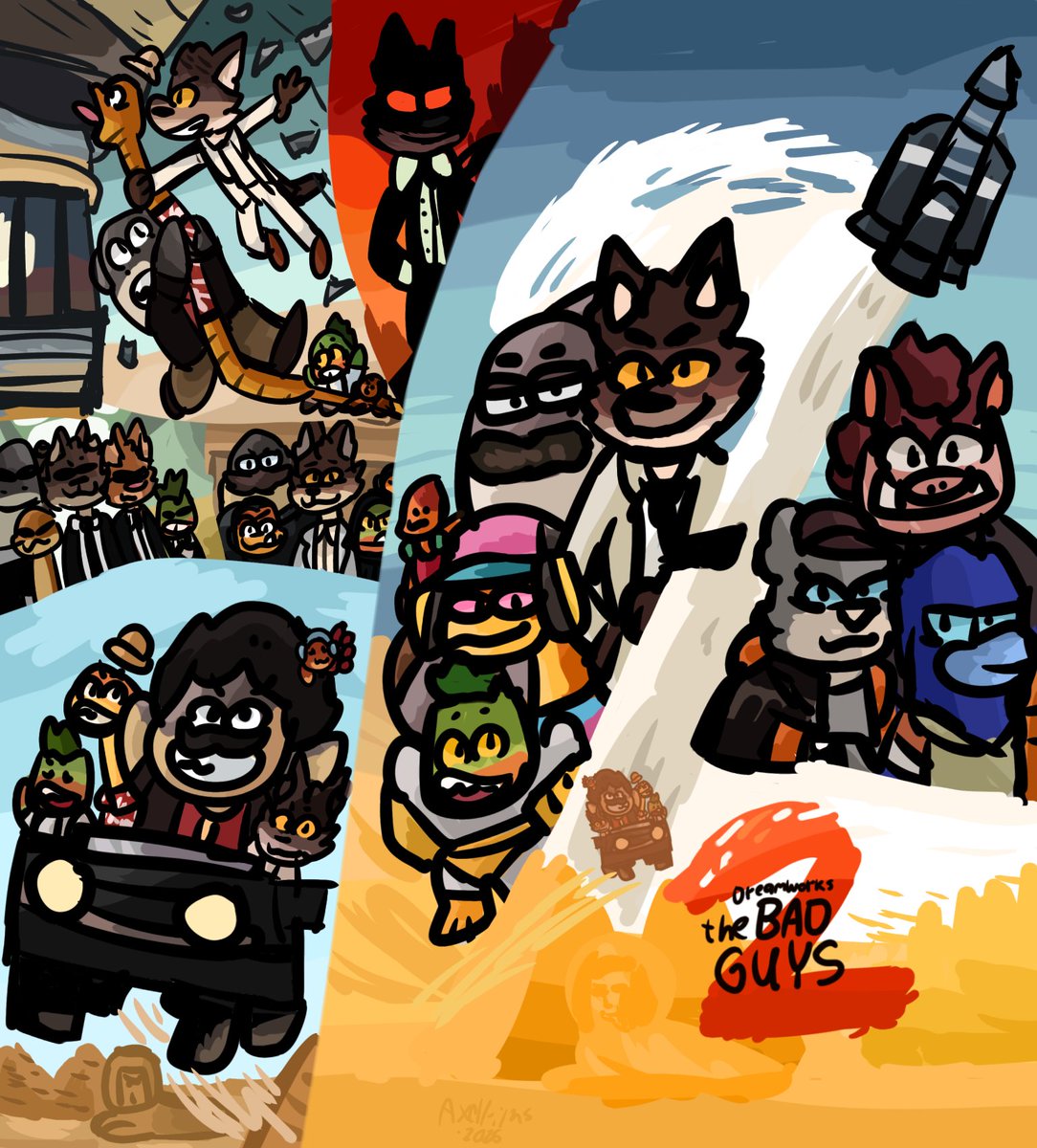 axelfilms22's tweet photo. the bad guys 2 fanart ._.
#thebadguys #thebadguysmovie
#thebadguys2 #mrwolf #DianeFoxington #MsTarantula
#MrSnake #MrShark
#TheBadGuysfanart #MrPiranha
#spiderversestyle #hybridanimation
#digitalart #dreamworksfanart
#dreamworksanimation https://t.co/ynVH8fMDe4