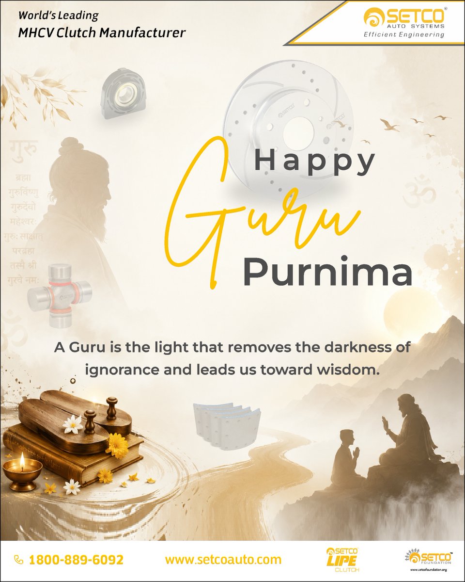 SetcoAuto's tweet photo. Every skill is passed on through guidance. Every expert was once a learner.
Thank you for keeping the spirit of learning alive.
Happy Guru Purnima!

#Setco #SetcoAutoSystems #EngineeringExcellence #WhatDrivesTheDrive https://t.co/bh2YtY38NA