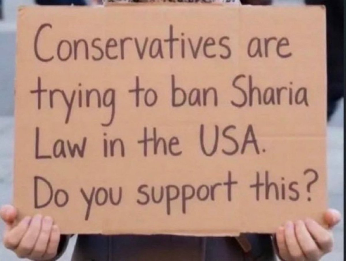 LessRichar45903's tweet photo. Conservatives are trying to ban Sharia Law in the USA.

Do you support this?

A. Yes...?👍 
B. No....? 👎 https://t.co/rch8KRekbY