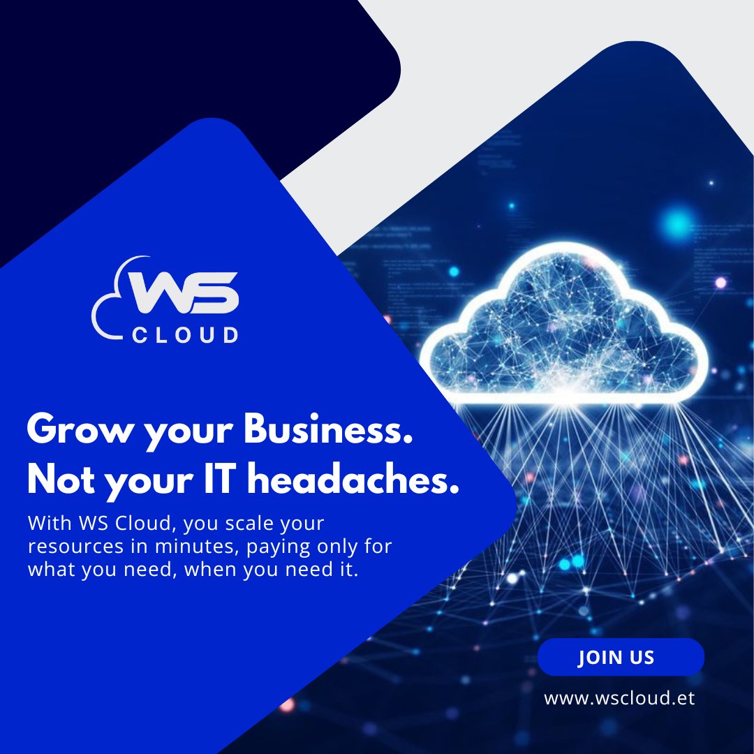 WebSprix_'s tweet photo. Grow your business, not your IT headaches.

WS Cloud scales with your business—add resources in minutes and pay only for what you use.

#WSCloud #CloudComputing #BusinessGrowth #DigitalTransformation #EthiopiaBroadcastingCorporation https://t.co/rTgVd6mJ3o