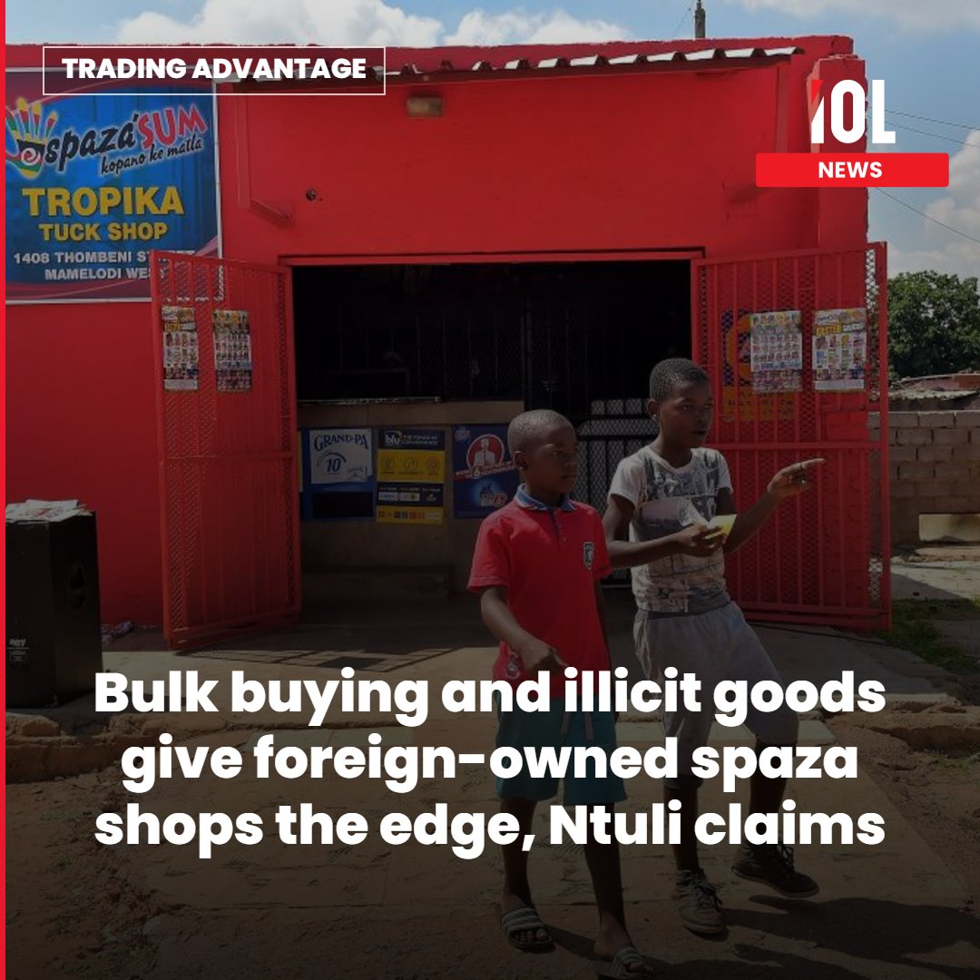 IOL's tweet photo. KwaZulu-Natal Premier Thami Ntuli says 57.8% of KZN spaza shops are foreign-owned, citing bulk buying, cooperative models and illicit goods as key advantages over local traders.
Read on: https://t.co/zGsmovPggm
#ThamiNtuli #KZN #SpazaShops #SmallBusiness #EconomicDevelopment https://t.co/mKZR2GlNlx