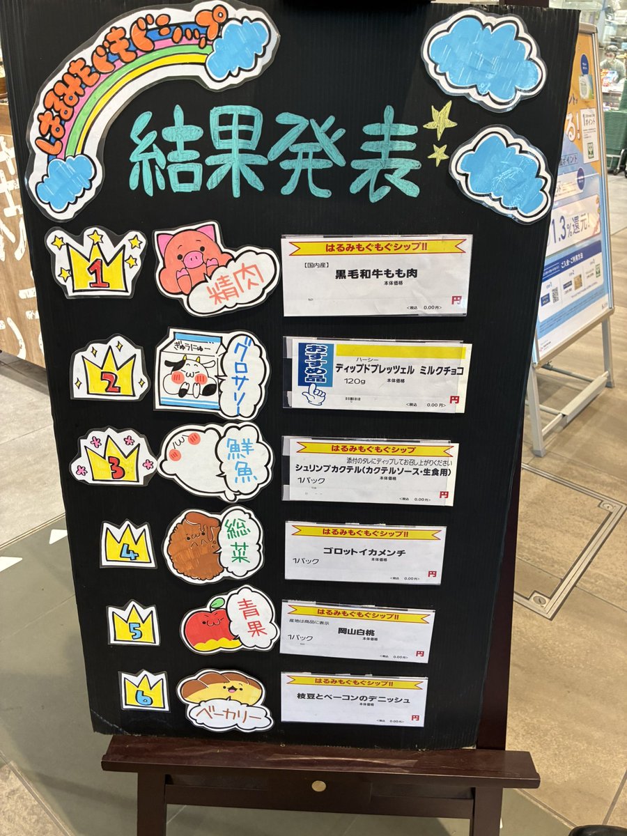 165summit's tweet photo. こんにちは☀️
本日も『はるみもぐもぐシップ』に
ご参加頂きありがとうございました！
本日の結果は精肉部門の
『黒毛和牛もも肉』が1位でした🥇🥩
本日からお買い得となっております！
その他の商品もおすすめと
なっております是非ご利用ください🤩
#サミット
#ららテラス https://t.co/SP6XOGBwMx