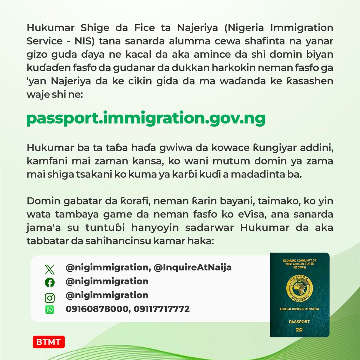Ireoluwa_Ademi's tweet photo. This message is for the general public.

Don't be a victim to scammers and unauthorised website follow @nigimmigration directly on all their social media platforms to avoid being scammed.

#NIS
#BewareofSCAMMERS https://t.co/7WsUhj5AMX
