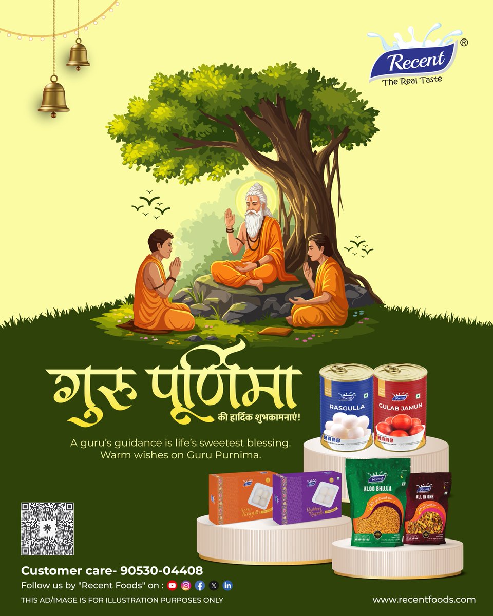 RecentFoods's tweet photo. Warm & Elegant A Guru's wisdom lights the path, inspires the heart, and shapes a lifetime. ๐ผโจ Wishing everyone a blessed Guru Purnima. May your mentors always guide you towards success and happiness. ๐๐ฟ
#GuruPurnima #RecentFoods #TheRealTaste https://t.co/ZOSxlTqYug