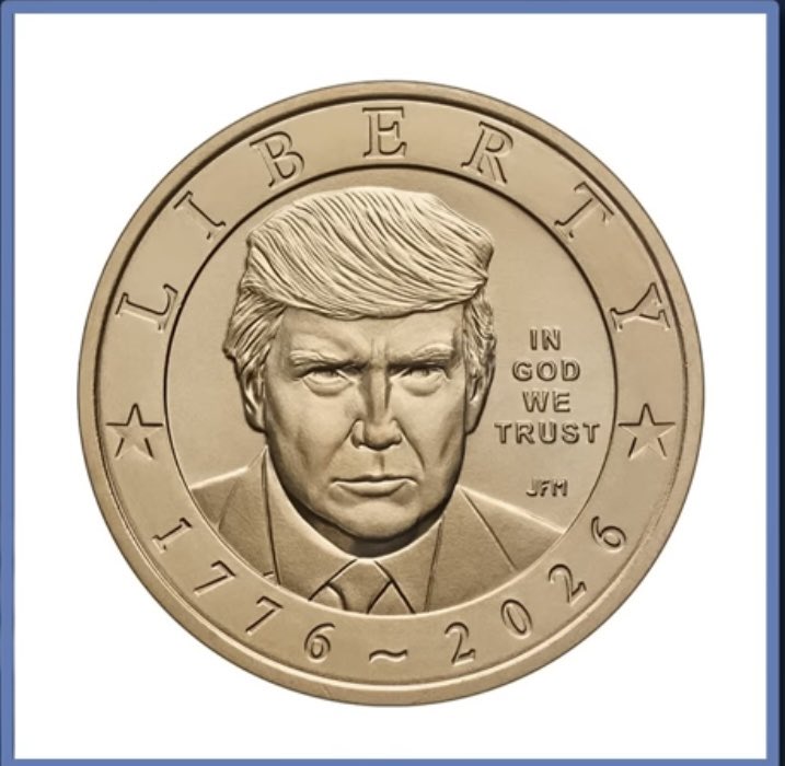 thezacdj's tweet photo. So, they are now minting the new Commemorative $1 Coin to celebrate 250 years of the United States of America.

I must say, they’ve got the skin tone/colouring absolutely spot on.

The reverse side is pretty scary though. 

Put you off your breakfast. https://t.co/dMJLz1swWV