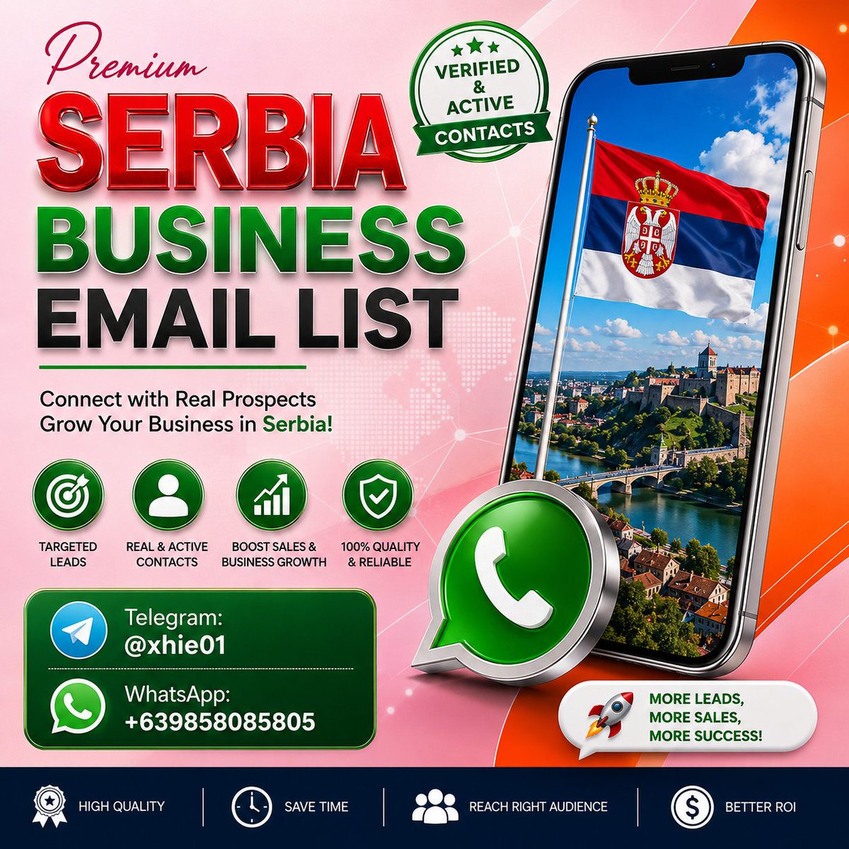 LeadToDatabases's tweet photo. #b2bdatabase
#consumerdatabase
#emaildatabases
#phonenumberlists
Grow your business with the Serbia Business Email List, featuring verified and updated business contacts. Reach targeted decision-makers.
Whatsapp: +639858085805
Telegram: @xhie01
https://t.co/3uB76M7tvS https://t.co/BAhtVwdOpK