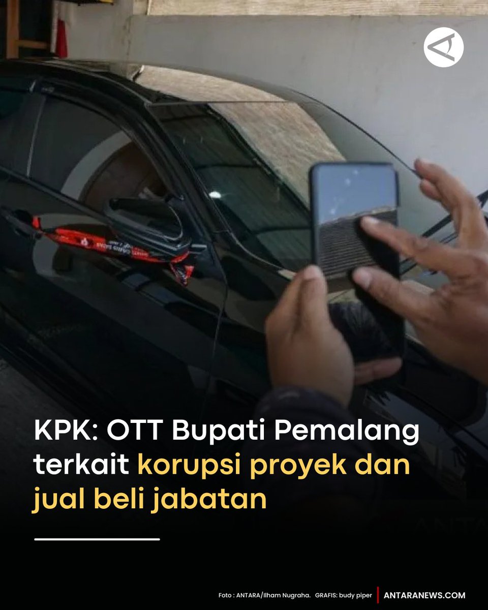 antaranews's tweet photo. "Terkait dengan dugaan penerimaan yang dilakukan oleh Bupati terkait dengan proyek-proyek di wilayah Kabupaten Pemalang. Selain itu, penerimaan oleh Bupati juga diduga terkait dengan jual beli jabatan," katanya.

Baca selengkapnya 
https://t.co/fBA0YfvCTn https://t.co/SaWRBuTU0s