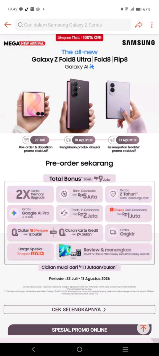 shafveLy's tweet photo. @ShopeeID Siap cobain #GalaxyZFold8 karena suka banget sama rasio baru layarnya yang nyaman banget untuk nonton konten favorit #GalaxyZFold8xShopee #FoldTheDoubt ❤️

Bismillah, semoga kali ini jadi rezekiku🙏
Sukses dan jaya teruuss @ShopeeID 🥰
🪄29 https://t.co/wGvsV2FJTx
