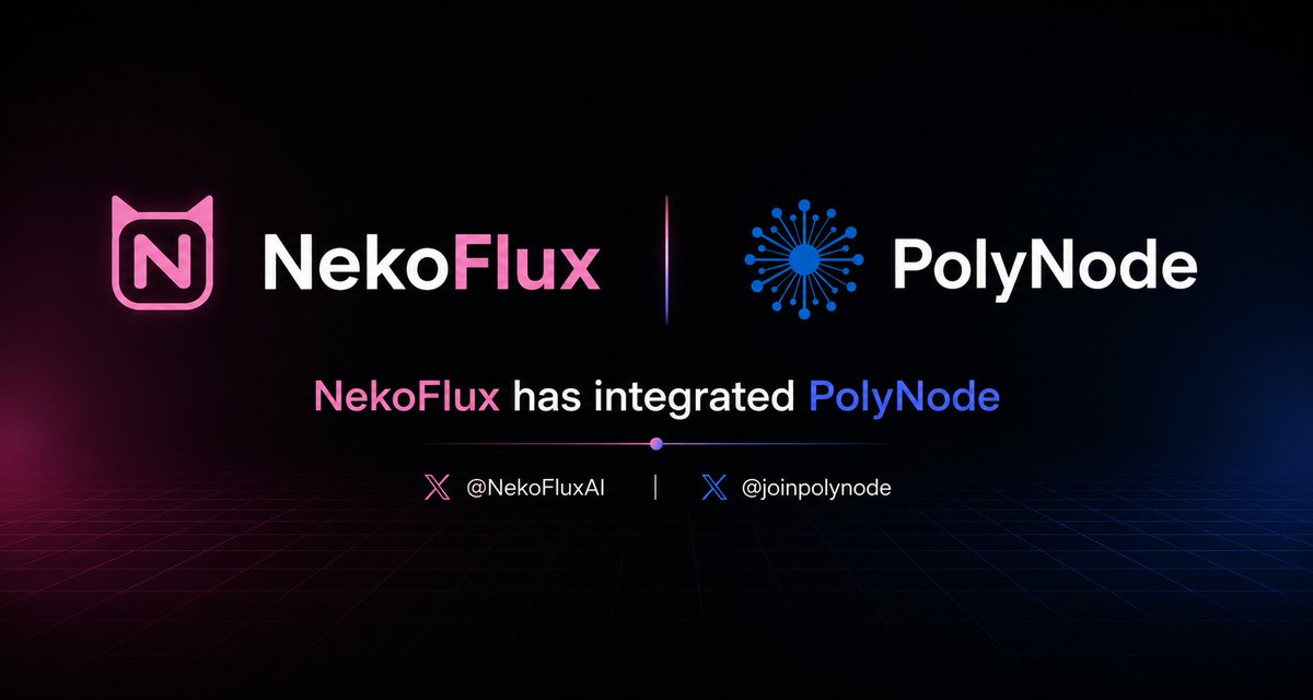 NekoFluxAI's tweet photo. 🚀 NekoFlux × PolyNode

We've officially integrated PolyNode into NekoFlux.

You can now:

• Connect your own PolyNode API key
• Route all NekoFlux trades through PolyNode
• Use our new NekoNode preset, built specifically for the PolyNode trading stack
This integration also gives NekoFlux users access to enriched trade data up to ~3 seconds ahead of on-chain data, giving the AI more time to react to rapidly changing market conditions.
For fast-moving crypto prediction markets, those extra seconds can make a real difference.

This takes NekoFlux to a whole new level.

Setup takes less than a minute in Settings.

Free to use:
https://t.co/ew0CW2Lm75

Huge thanks to the PolyNode team for building an awesome developer platform.