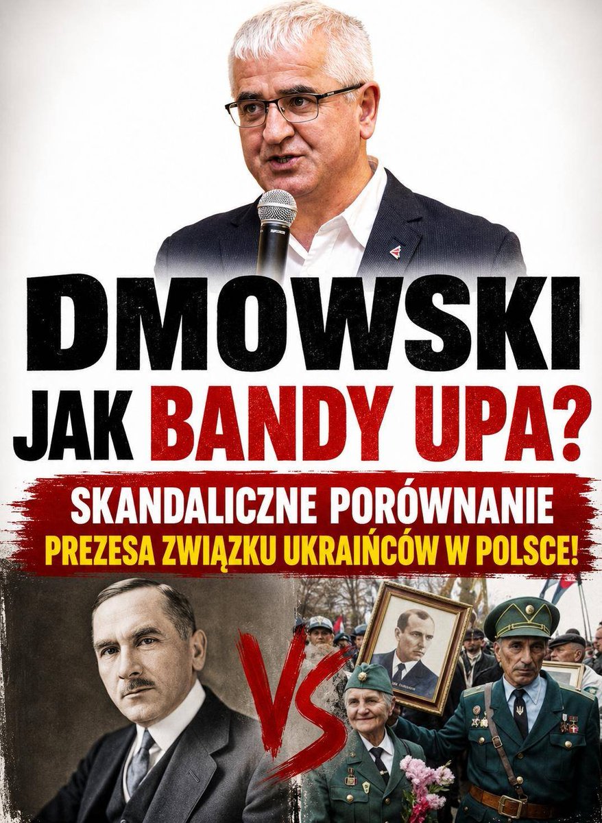 PUsiadek's tweet photo. Szef Związku Ukraińców w Polsce stawia Romana Dmowskiego w jednym rzędzie z bandytami z UPA❗

W wywiadzie dla "Angory" prezes Związku Ukraińców w Polsce Mirosław Skórka tłumaczy nadanie ukraińskiej jednostce imienia bohaterów UPA. Jego argumentacja zasługuje na potępienie.

Porównał on nazwanie jednostki wojskowej imieniem ludobójców do nazwania warszawskiego ronda imieniem Romana Dmowskiego. Twórcy polskiej niepodległości, męża stanu i dyplomaty.

Odpowiedź dziennikarza mieści całą różnicę w jednym zdaniu: "Ale Dmowski nie zabijał Ukraińców".

I to jest sedno. Roman Dmowski wraz z Ignacym Paderewskim podpisał w imieniu Polski traktat wersalski. Można się z jego poglądami nie zgadzać, można je krytykować. Ale on nikogo nie mordował siekierą we własnym domu i nigdy do tego nie nawoływał. Przeciwnie, budował polski ruch narodowy na fundamencie katolicyzmu, zwłaszcza pod koniec swojego życia.

UPA wymordowała ponad sto tysięcy Polaków. Kobiet, dzieci, starców. Stawianie polskiego męża stanu w jednym rzędzie z bandytami z tej formacji to skandal

Jest w tym wywiadzie jeszcze jeden wymowny wątek. Skórka podaje, że Polska udzieliła Ukrainie mniejszej pomocy niż Niemcy. Pomija się przy tym, że gdyby nie polskie wsparcie już w pierwszych tygodniach wojny, Kijów by padł. W tamtym czasie Niemcy wysłali im jedynie paczkę ze starymi hełmami.

Polska jest liderem w liczbie przekazanych czołgów i wozów bojowych, pełni rolę huba logistycznego i wyszkoliła dziesiątki tysięcy ukraińskich żołnierzy. Wsparła Ukrainę na grubo ponad 100 mld zł pomocy militarnej, ekonomicznej i socjalnej. Jak widać, nie miało to większego sensu, bo dziś nie są oni nam okazać nawet grama wdzięczności, nie mówiąc o realizacji naszych postulatów cywilizacyjnych – nie pozwalają nawet pochować zmarłych. 

Polska pomoc jest umniejszana, niemiecka wywyższana. A na koniec pada zdanie, że współpraca z Polską "zakopała się w historii".⁩