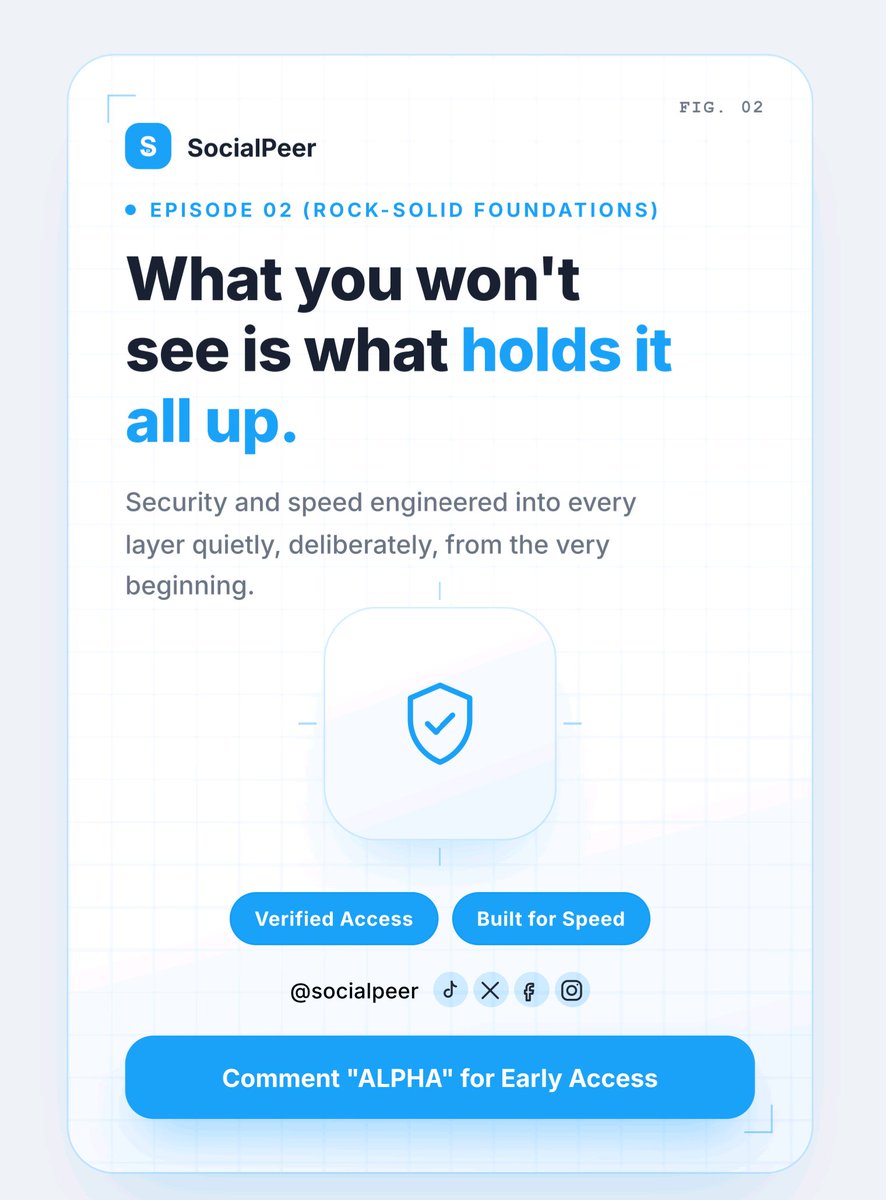 Socialpeer_'s tweet photo. Episode 02: Rock-Solid Foundations.

What you won't see is what holds it all up.

SocialPeer 💙 built secure, built fast, engineered from the very beginning.

Comment "ALPHA" for early access.

#SocialPeer #SPTag #BuildInPublic #Ayotech #AyomideLawal https://t.co/eCPU9dxIq5
