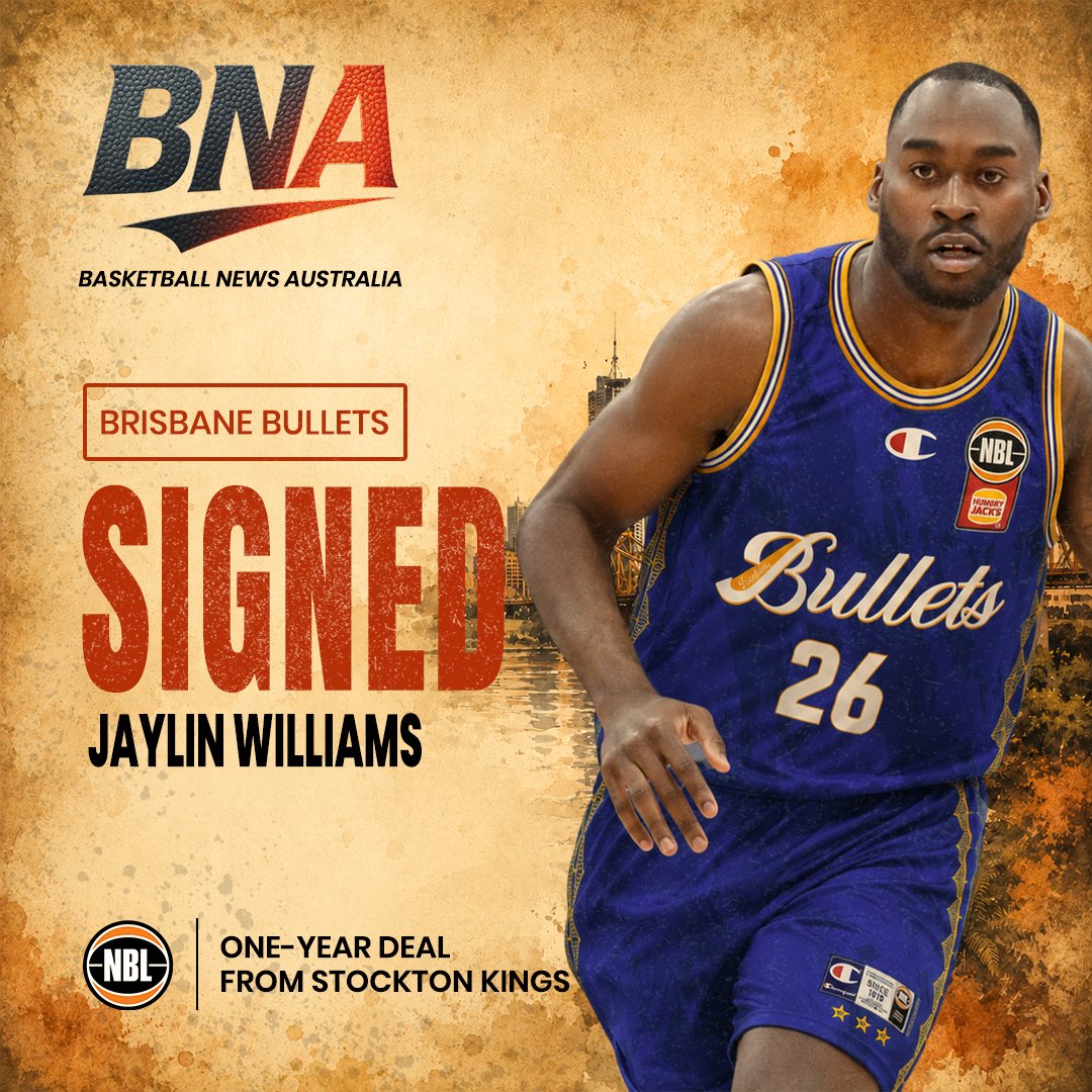 AusBballnews's tweet photo. ✍️ Jaylin Williams is headed to Brisbane. 🔥
The 6'8" American forward joins the Bullets after averaging 13.7 points, 6.9 rebounds and 3.0 assists per game with the Stockton Kings last season, while shooting 36% from beyond the arc. 💪
#jaylinwilliams #brisbanebullets #nbl27 #sports #hoops #basketball #bna