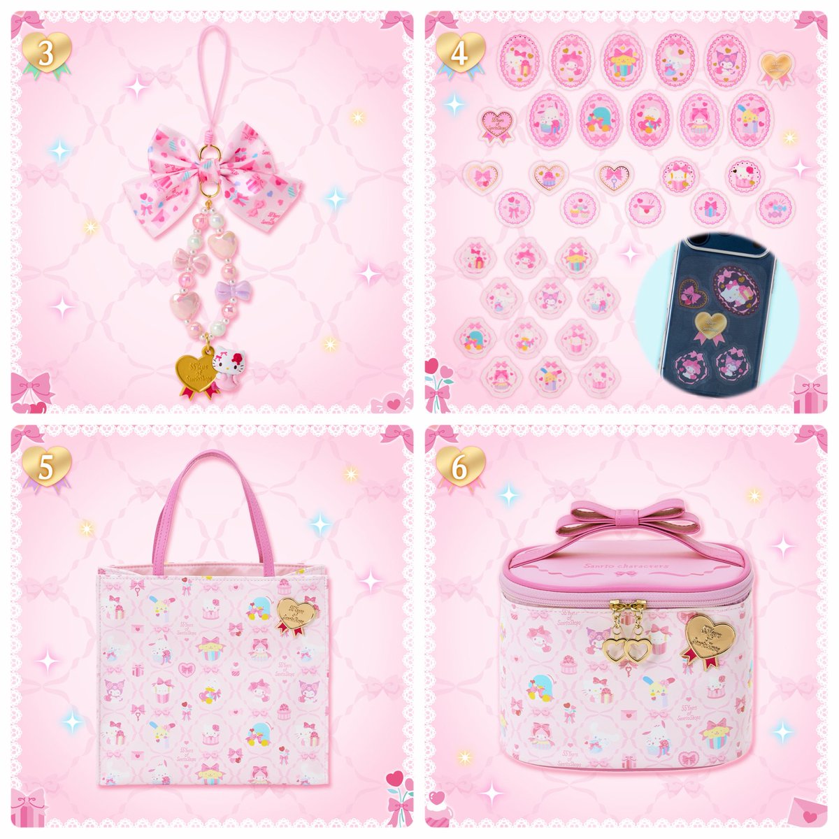 sanrio_fan_jp's tweet photo. サンリオファンの皆さん大注目！🎀✨
サンリオショップ55周年を記念した特別な新商品「ラッピングペーパーデザインシリーズ」が登場します！

“ギフト”をテーマにしたラッピングペーパー風のデザインに、「55 Years of Sanrio Shops」のロゴが入ったゴールドのリボンシール風モチーフがアクセントになった華やかなシリーズです🎁💕

【発売スケジュール】
●8月5日(水)発売
・サンリオ直営店・百貨店のサンリオコーナーほか
・サンリオオンラインショップ
●8月6日(木)発売
・一部地域（九州各県・広島県・山口県・香川県・愛媛県・沖縄県）のサンリオ直営店・百貨店のサンリオコーナー

【大注目のラインナップ（一部）】
1. ぬいぐるみ（3,696円）…ハローキティ。55周年記念ロゴ入り金属プレート付き！
2. マスコットホルダー（全10種・各2,596円）…お揃いのラッピングペーパー風お洋服♪
3. ストラップ（1,496円）…立体パーツとプリント入りリボンが可愛い！
5. 手提げバッグ（2,200円） / 6. バニティポーチ（2,596円）
7. ティシュポーチ（1,650円）…背面がティシュケース仕様。
9. ペーパー＆袋セット（1,397円）…デザインペーパーや袋、シールの豪華セット！
10. シークレットマスコット（全10種・各990円）…開けるまでお楽しみの全10種。

詳細は公式サイトをご覧下さい♪
https://t.co/qH1qiQLdsh

#サンリオ #サンリオ新商品 #ハローキティ #マイメロディ #シナモロール #ポムポムプリン #クロミ