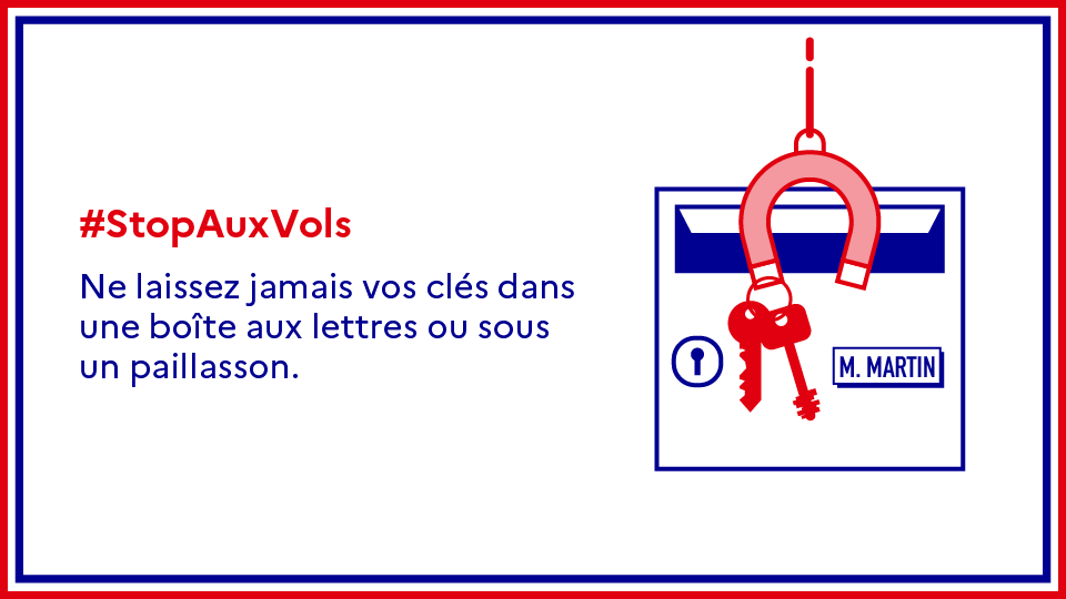 prefpolice's tweet photo. En route pour les vacances ? ☀️
✔️ Voiture
✔️ Valises
❌ Clés dans la boîte aux lettres

🔑 Adoptez le bon réflexe :
Ne laissez jamais vos clés dans votre boîte aux lettres.
➡️ C'est offrir un accès facile à votre domicile.
✅ Remettez-les à un proche ou à un voisin de confiance. https://t.co/nJdSSKpvZ5