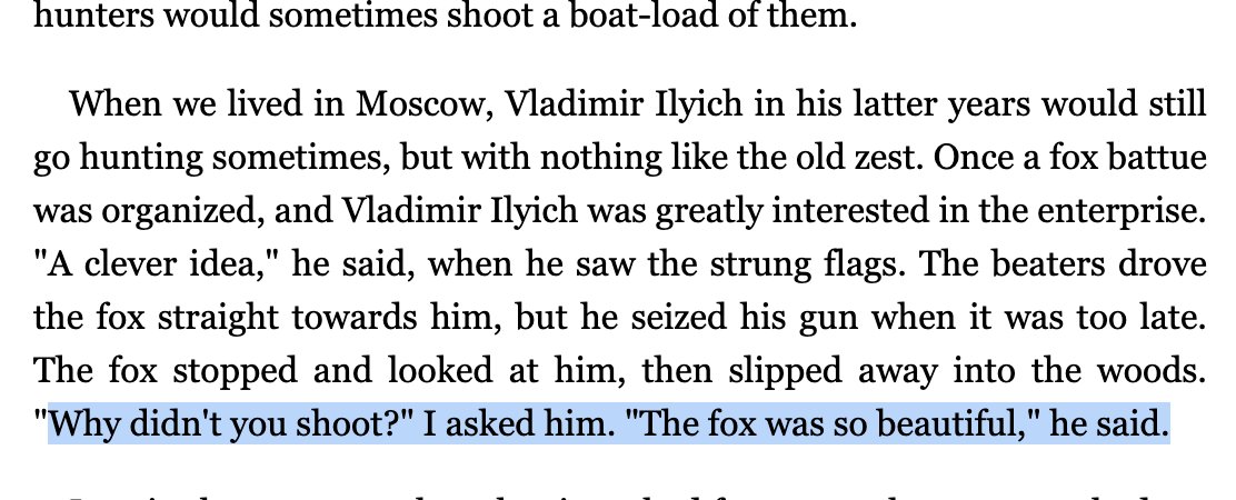 FoxyMarxist's tweet photo. lenin according to krupskaya was unable to shoot a fox. he succumbed to a fox. "it was too beautiful" he says https://t.co/M7XYW9o8ij