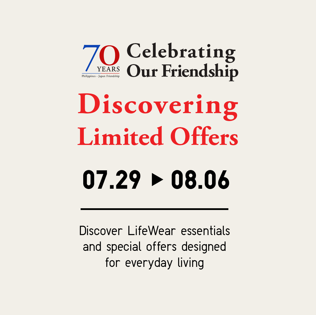 UNIQLOPH's tweet photo. Celebrating 70 Years of Friendship!

From July 29 to August 6, enjoy LIMITED OFFERS + new App-Exclusive Offers (Simply shop online or have your app scanned in-store).

Shop now: https://t.co/UAEEa0pfQn

#UniqloPH #LifeWear #CelebrateOurFriendship https://t.co/UtNKEJMin2