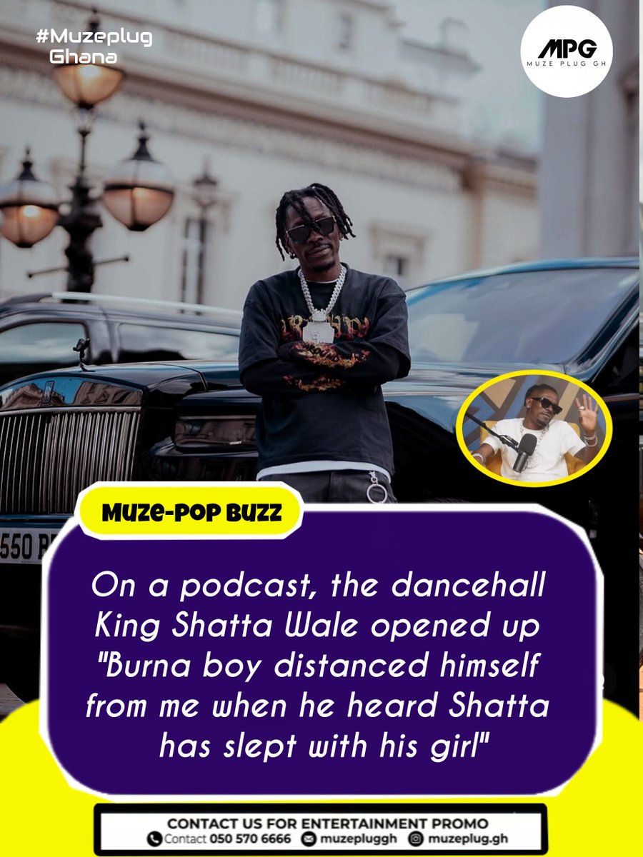 muzeplug_gh's tweet photo. Shatta Wale Speaks On Burna Boy Fallout! 🚨🔥Ghanaian dancehall icon Shatta Wale has finally cleared the air on what destroyed his friendship with Burna Boy.  @shattawalenima 
​#ShattaWale #BurnaBoy #MuzePopBuzz #MuzeplugGH #EntertainmentNews https://t.co/fnPXKmO5qn