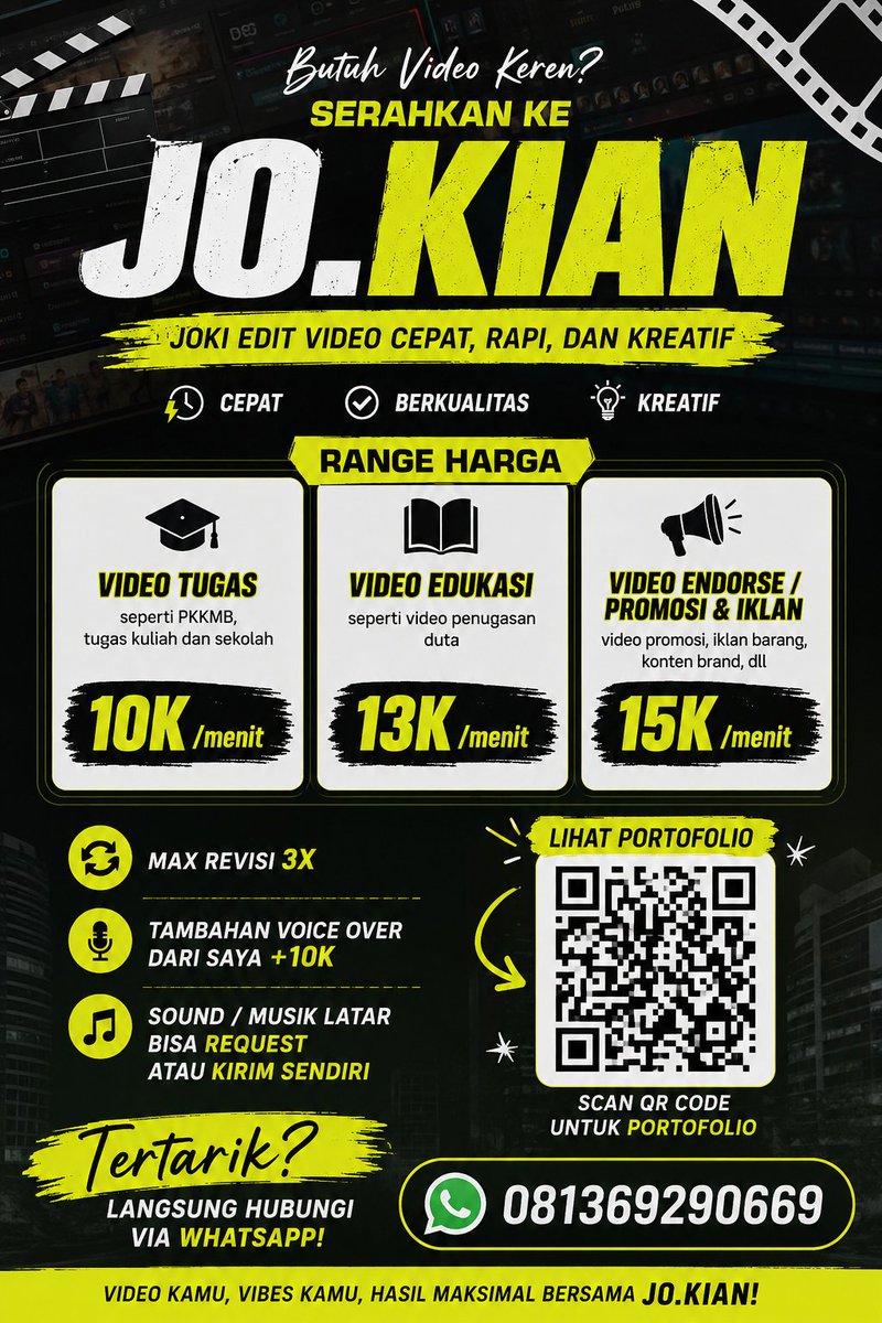jo_kiann's tweet photo. @noimopie Hai kak! Kalau masih open, aku dari JO.KIAN siap bantu. ✨
Pengerjaan rapi, sesuai request, dan tepat waktu. Mulai dari 10k/Menit ajaah

Kalau berminat, feel free buat DM ya! https://t.co/gFU8DzNKNx