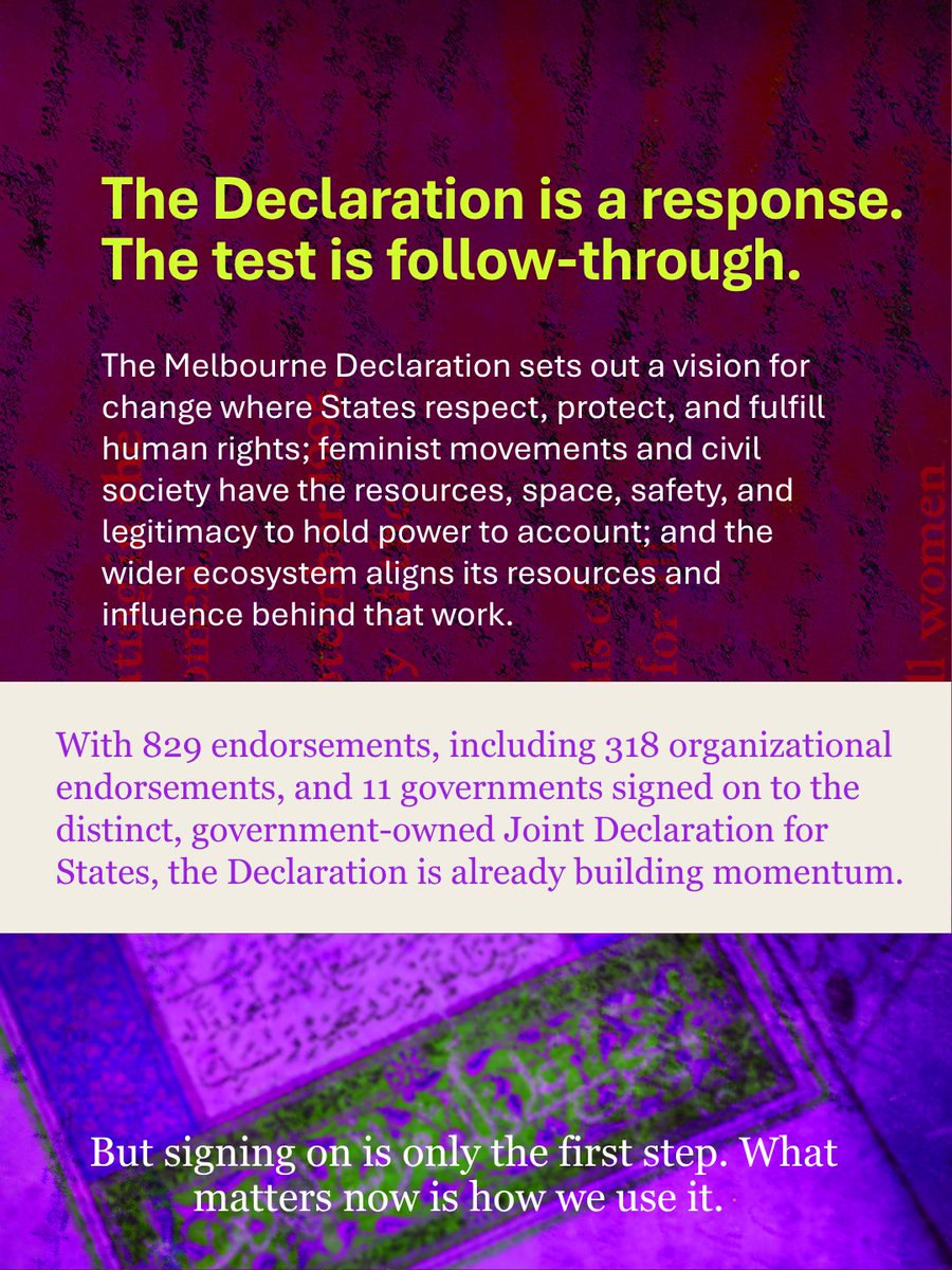 WomenDeliver's tweet photo. The #MelbourneDeclaration was created for this moment. With 829 endorsements, 318 organizations, and 11 governments signing the Joint Declaration for States, a growing community is choosing it as a shared standard for change 👉 https://t.co/lCMuBgAkaD https://t.co/HjCiL1sZ6B