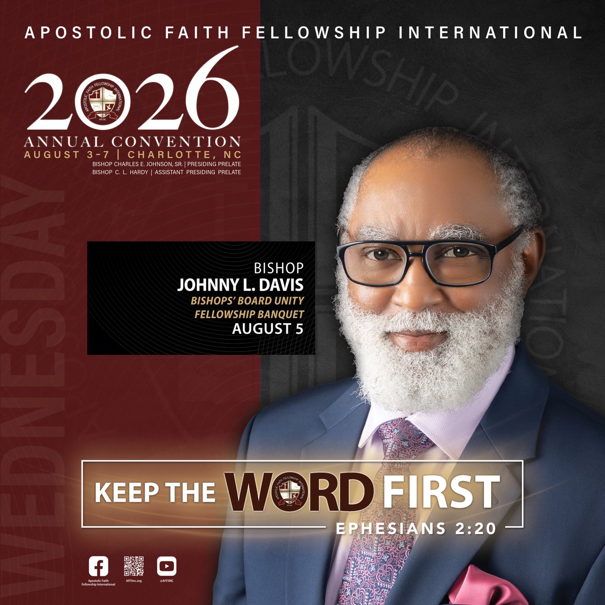 AFFI_Inc's tweet photo. WEDNESDAY, AUGUST 5, 2026
God moves in miraculous ways—don’t miss Him move at the 2026 Annual Convention in Charlotte, NC. KEEP THE WORD FIRST!
🚨REGISTER TODAY!🚨 https://t.co/AT1SSWWoai https://t.co/H52b4kz5wA