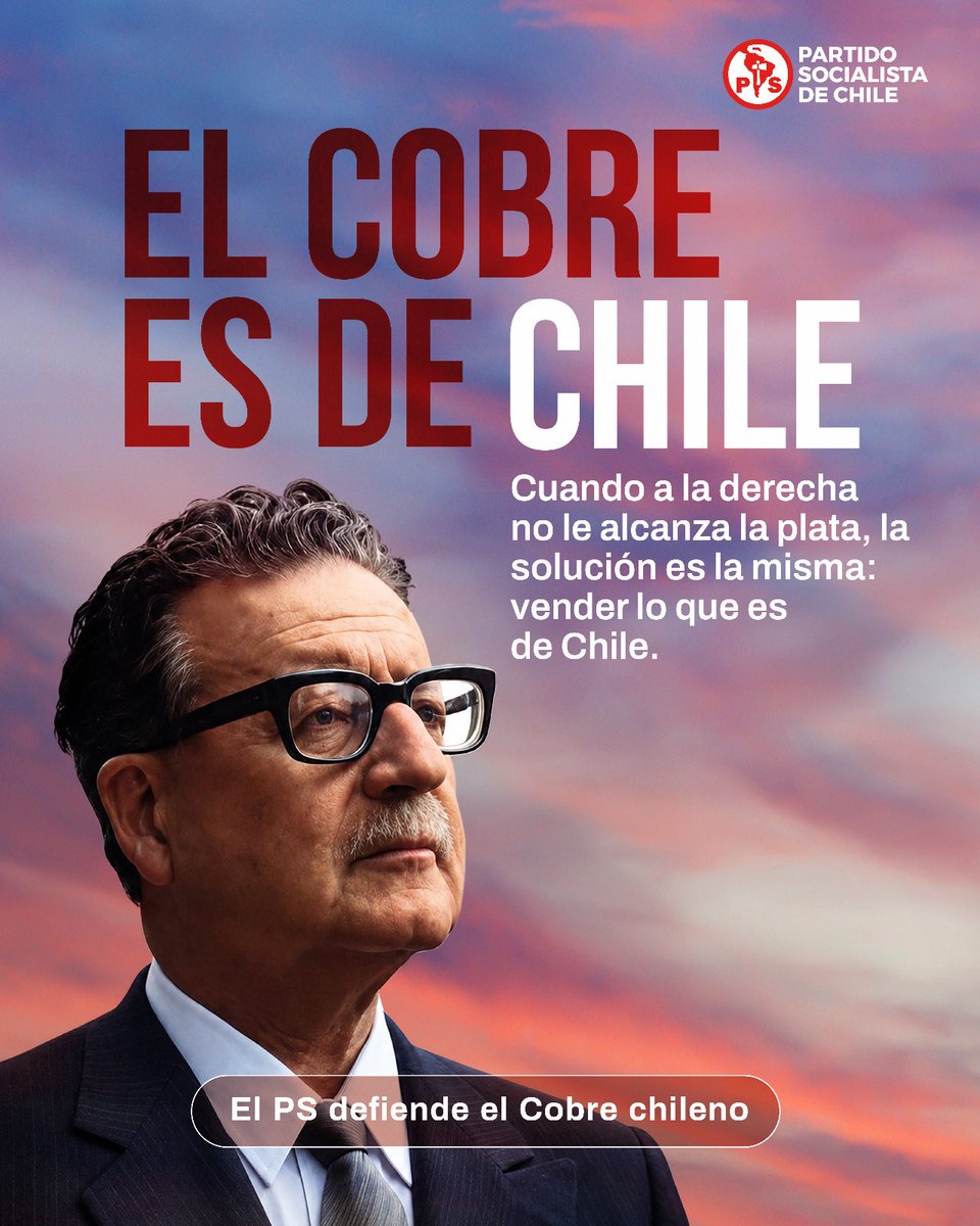 PSChile's tweet photo. Esta mirada no envejece. El cobre es de todos los chilenos, no de quien pueda comprarlo. Codelco no se vende. #ElCobreEsDeChile #CodelcoNoSeVende https://t.co/bYSQvfUbbY
