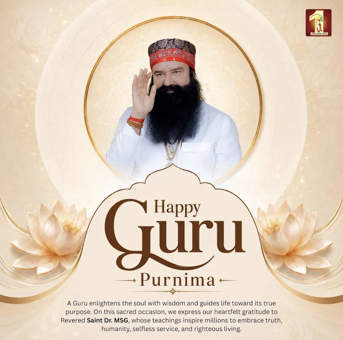 simranahuja77's tweet photo. A Guru is one who leads their disciples from the darkness of ignorance to the light of knowledge. On this #GuruPurnima, let us all pledge to follow the path shown by our revered Guru Saint Gurmeet Ram Rahim Ji and serve humanity.
#गुरु_पूर्णिमा
#GuruPurnima2026 https://t.co/8T8bjUMjNF