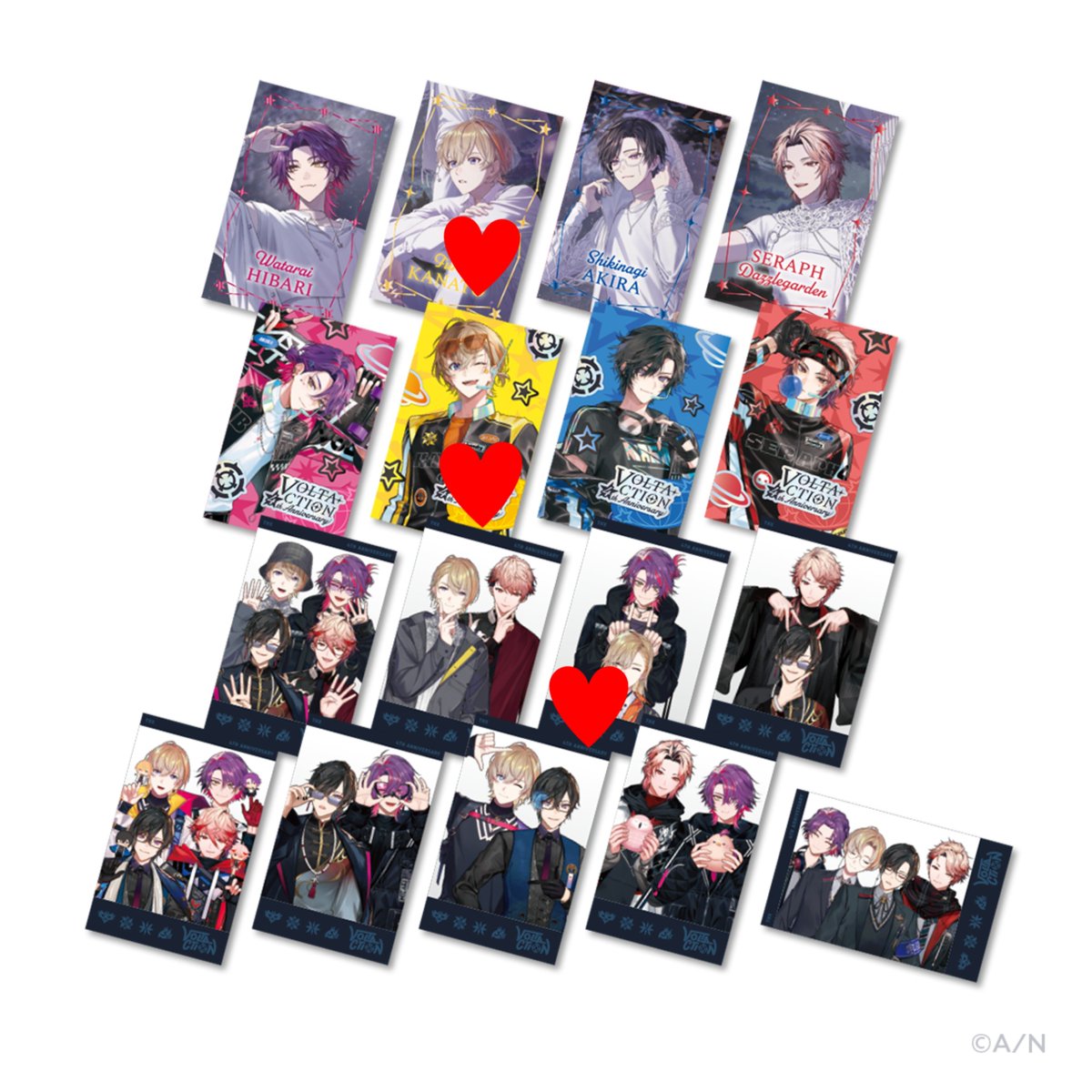 DuuvN7's tweet photo. 【交換】VOLTACTION 4th Anniversary ランダム チェキ風カード

譲　画像1、2枚目
求　画像3枚目♥

郵送交換希望。
検索からお気軽にお声かけください。よろしくお願いいたします https://t.co/JENE89iCR7