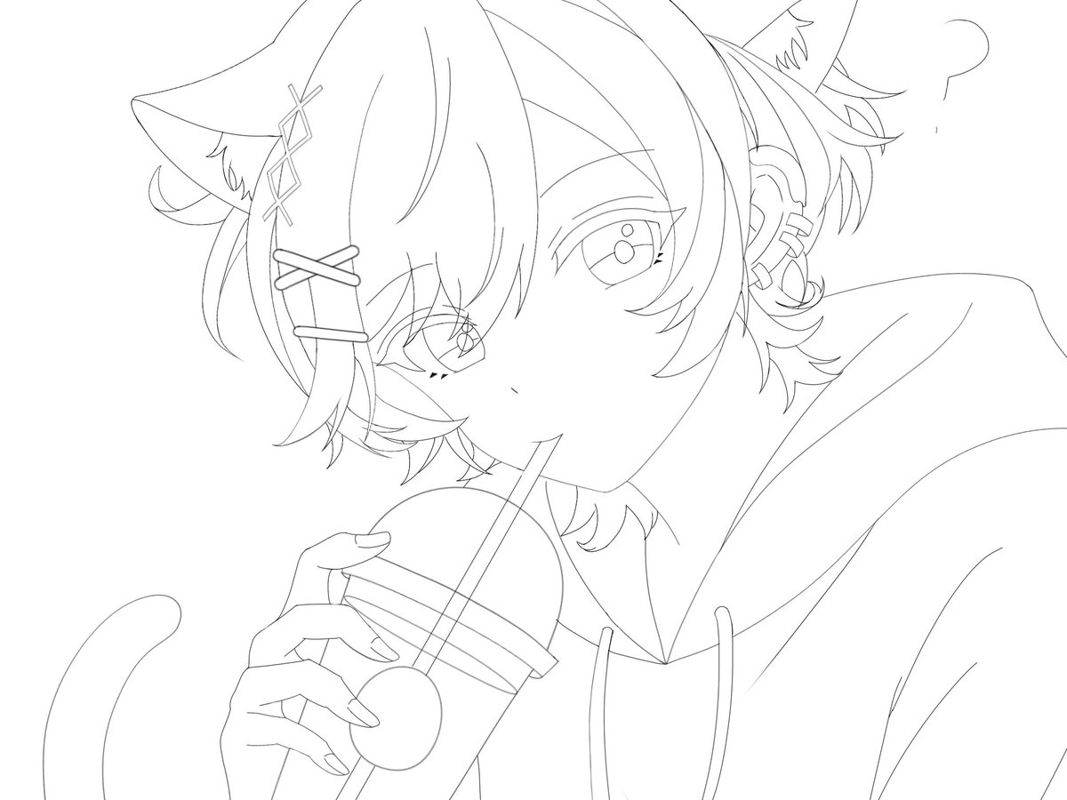 hanati1019's tweet photo. 今日の使える1時間……
午前中で消化しちゃったよ

1��目　描きたい推し様
2枚目　完成した線画
3枚目　メイキング https://t.co/lW9WtE05M5