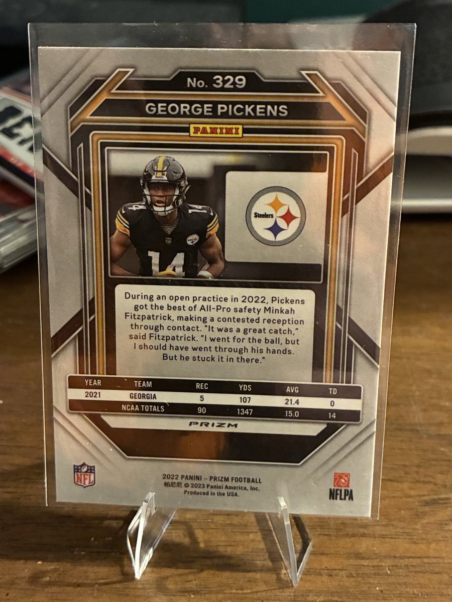 BigKatCard's tweet photo. 2022 Prizm GEORGE PICKENS #329 RC ROOKIE Red White Blue Pittsburgh Steelers NFL  $5 https://t.co/TZ9jql8Pbn