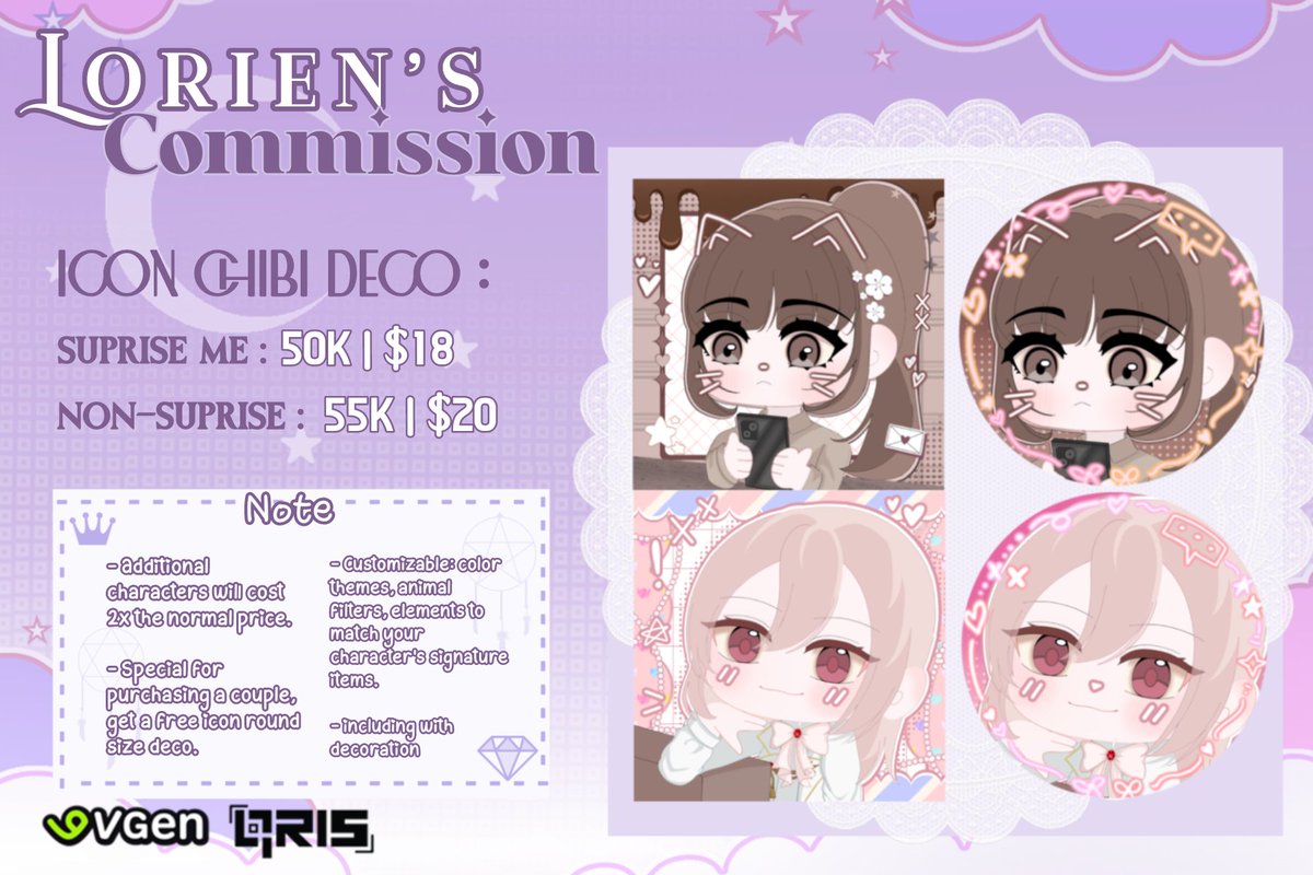 rienveil's tweet photo. 🕊️ Open Commission 🕊️
♡ + ↻ are very appreciated!
Hello! I'm open Deco Art Commission for inter and local!

🍀 VGen: link below ⬇️
📩 DM me or discord @ ayenviel, you can @ me if you're interested or want to ask anything!
#VGenComm #zonauang #zonajajan https://t.co/71TDup9HFD
