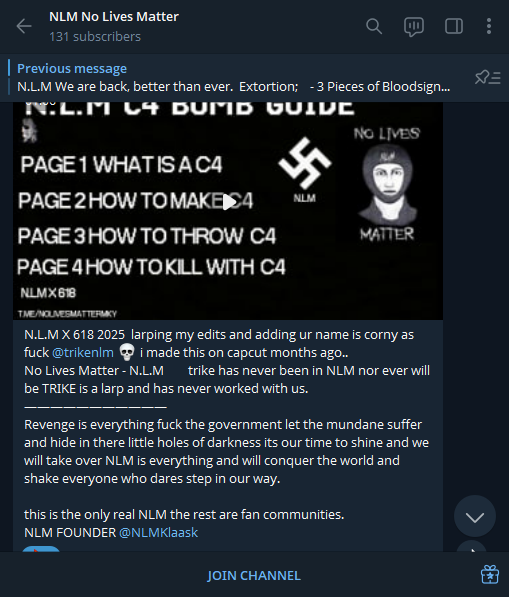 764Exposed's tweet photo. Klaask764 is hosting terror content Klaask764 IS THE FOUNDER AND OWNER OF N.L.M NO LIVES MATTER 
-------------------------
cxrpseNLM gave Klaask764 FULL OWNERSHIP AND FULL FOUNDER OWNERSHIP OF N.L.M NO LIVES MATTER IN 2022 Klaask764 is a pedophile cyberterrorist WANTED BY THE FBI https://t.co/cETvwaHCIe