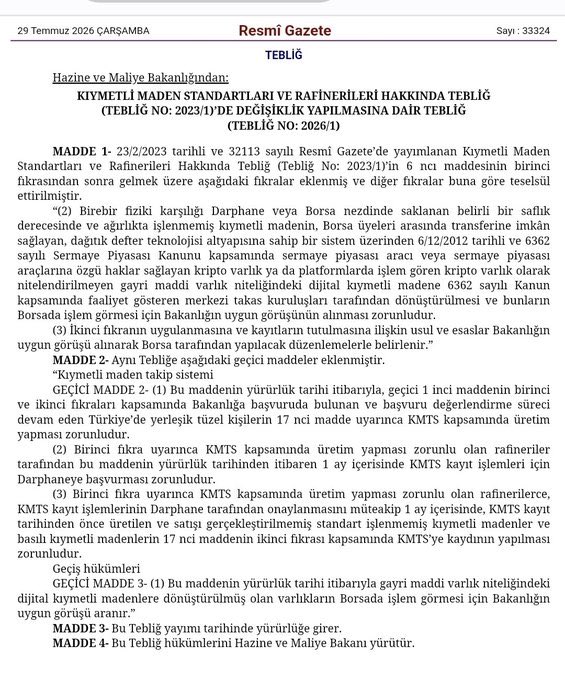 tulpar24's tweet photo. 📍Hazine ve Maliye Bakanlığı, fiziki altın ve gümüşün dijital ortamda borsada alınıp satılabilmesi için yeni bir sistem kuruyor.  

Dijital Kıymetli Maden Sistemi ile fiziki altın ve gümüş, dijital ortamda alınıp satılabilecek. https://t.co/oZz6ixG4zo
