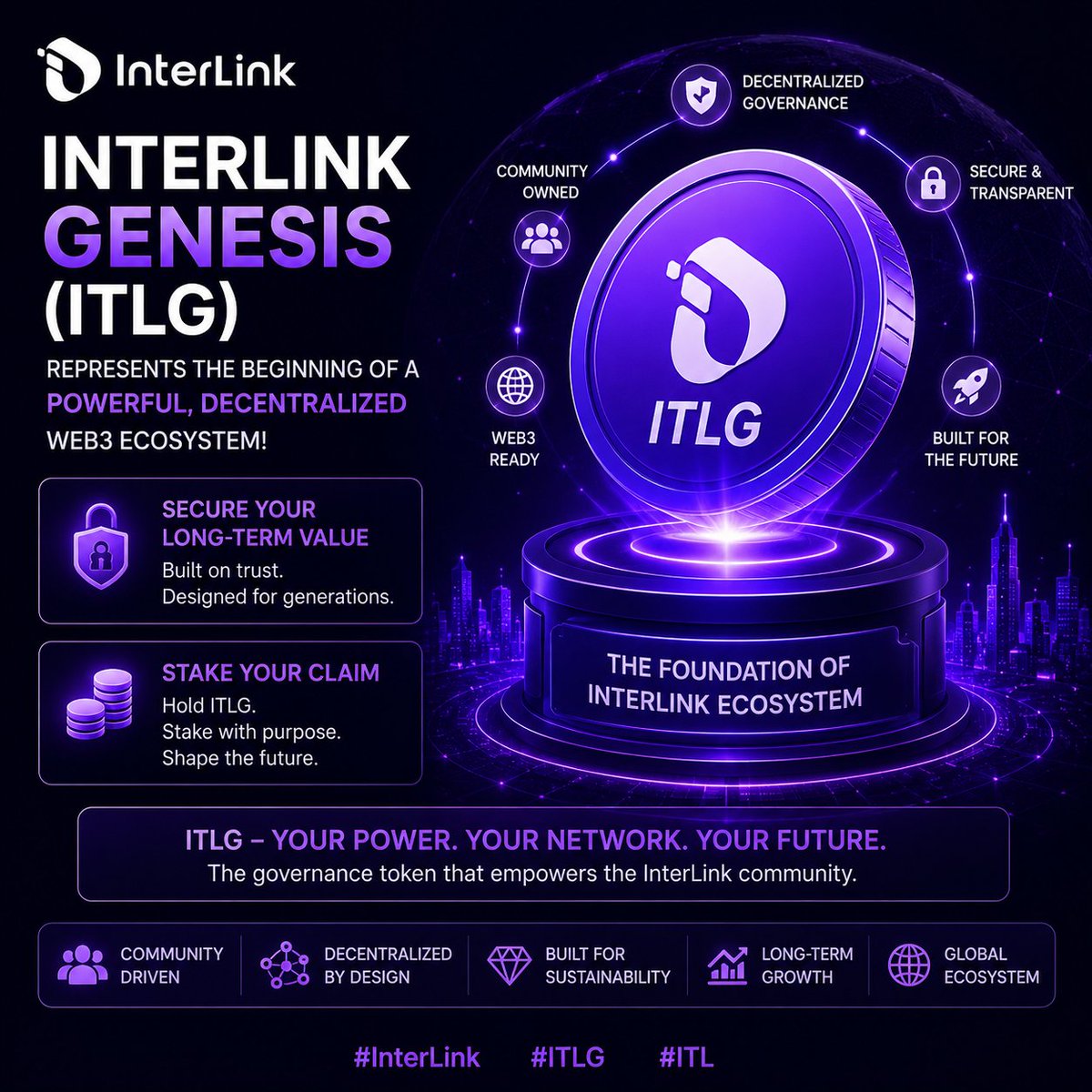 Hasibur070070's tweet photo. InterLink Genesis (ITLG) represents the beginning of a powerful, decentralized Web3 ecosystem!
Secure your long-term value and stake your claim in the network's foundational governance token.
#InterLink #ITLG #ITL https://t.co/QNbZRM3TNX