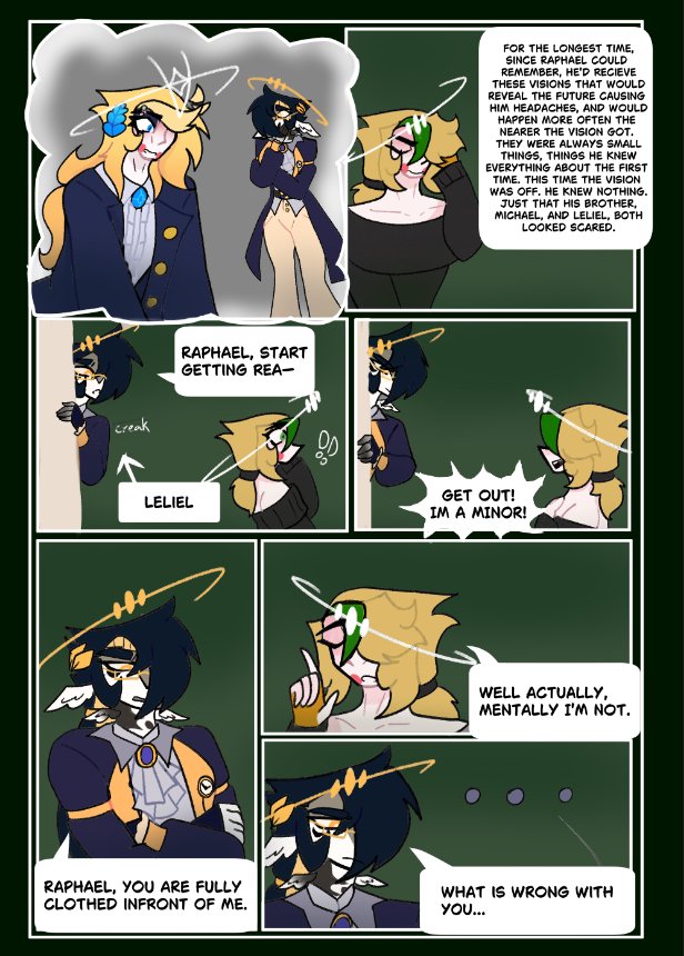 StarryNeon_'s tweet photo. Part one of Raphael's lore, his lore is more or less inspired !! But most is its original ideas. #oc #MorningStar #hazbinhoteloc https://t.co/lmie77pZLZ
