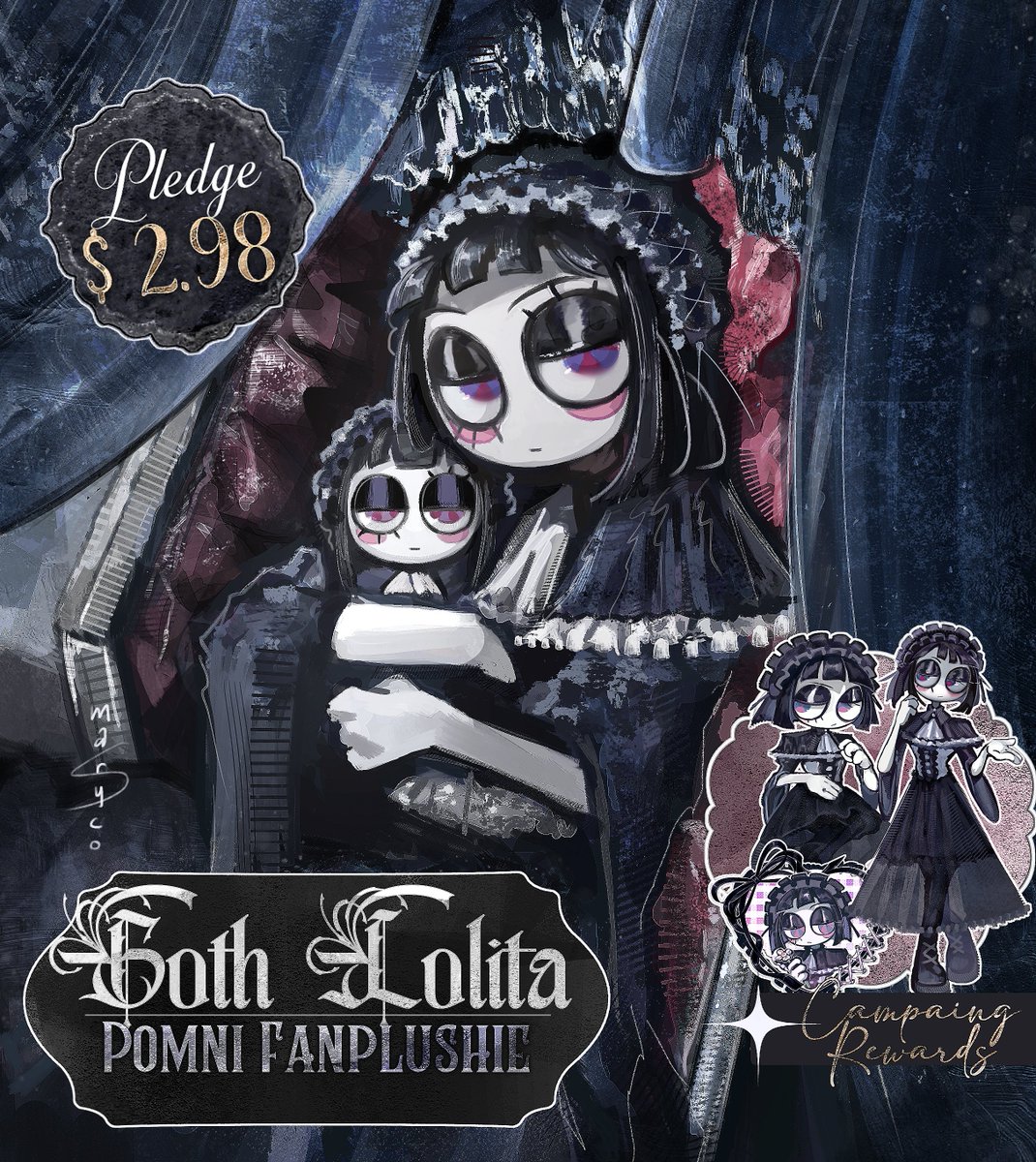 Maryssco's tweet photo. FINALLY IS HERE.ᐟ
Pledge this Pomni plushie inspired by Goth Lolita fashion!<3
🥺 i need at least 100 supporters to this plushie become real

MORE INFORMATION AND LINKS BELOW https://t.co/MhN3e4Q57e